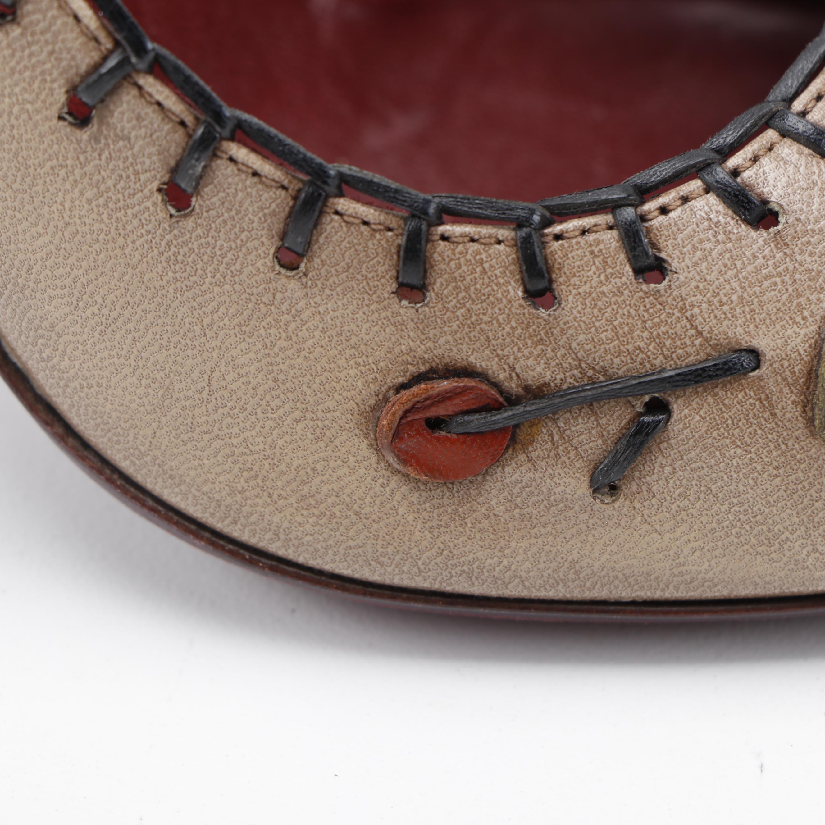 Prada Leather Pointed Toe Pumps with Leather Appliqué and Stitching Accents