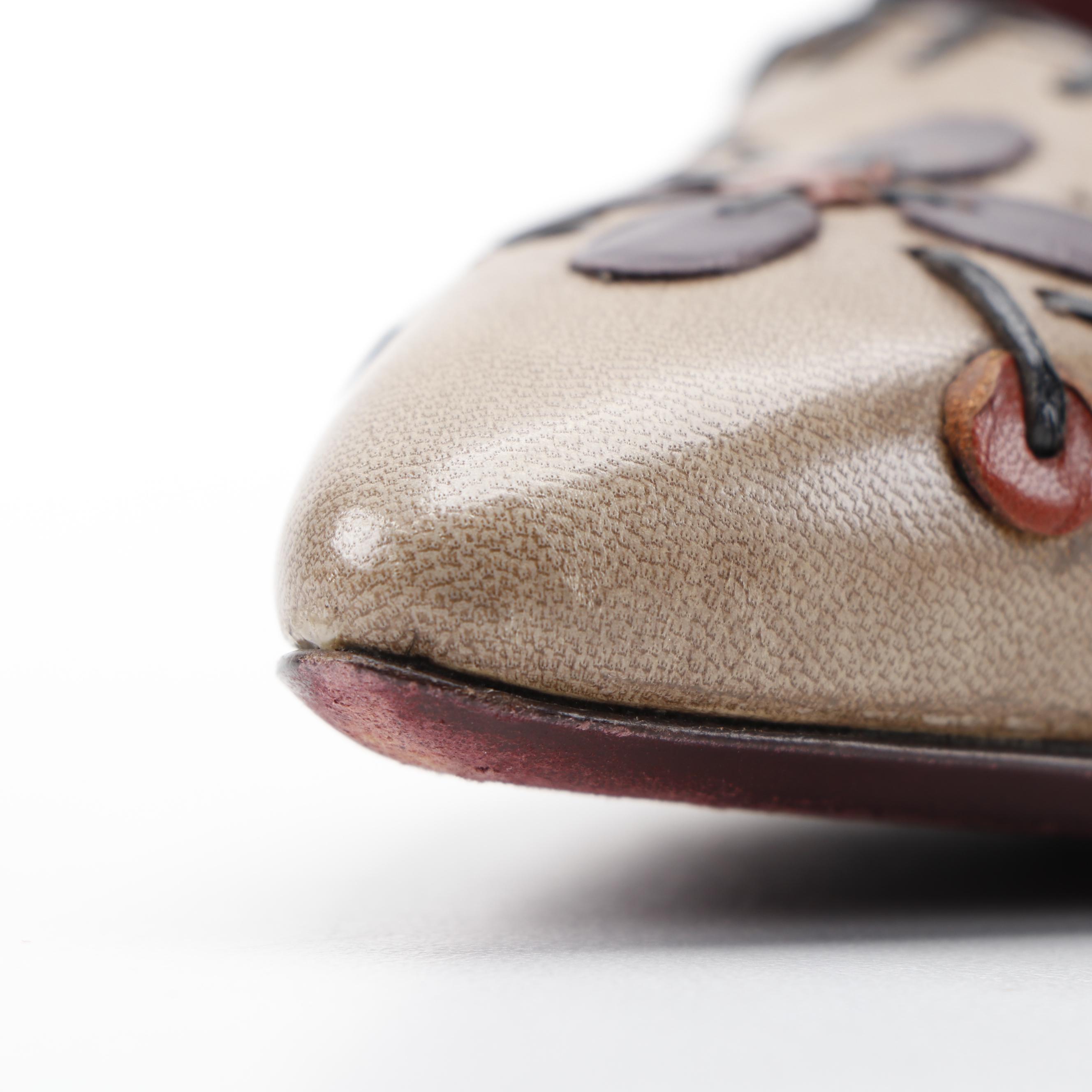 Prada Leather Pointed Toe Pumps with Leather Appliqué and Stitching Accents