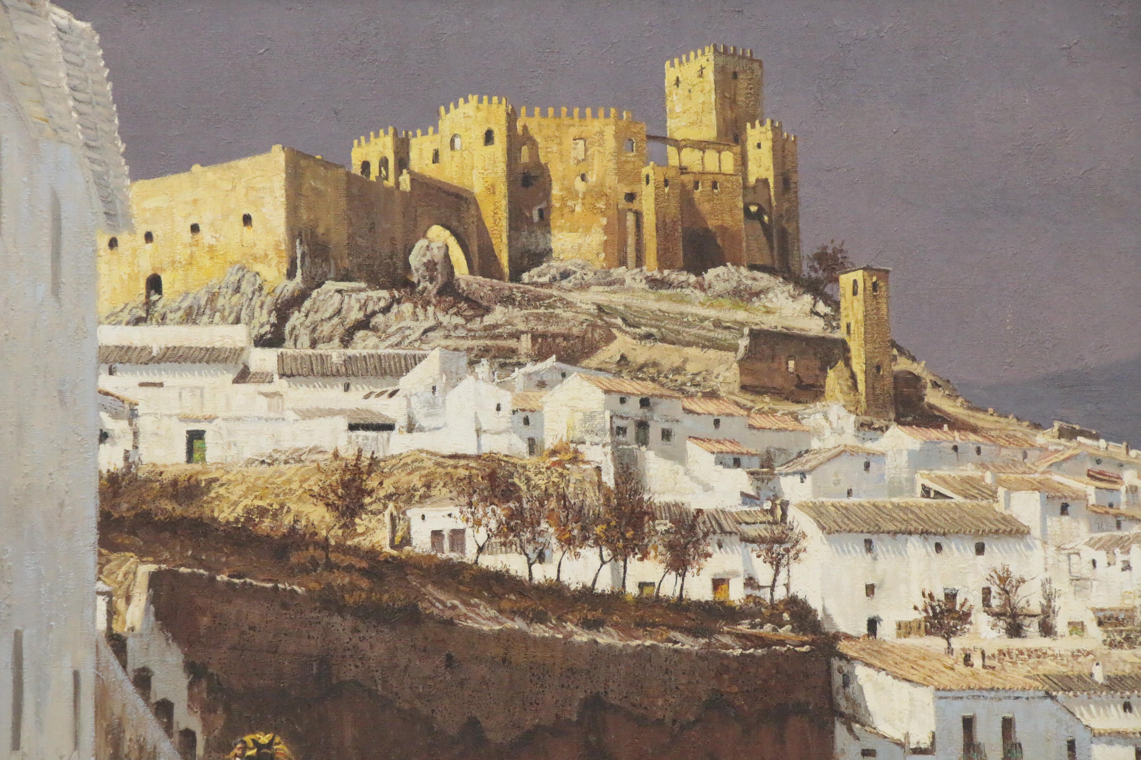 Arnaldo Curia Santos Oil Painting of Mediterranean Scene, Late 20th Century