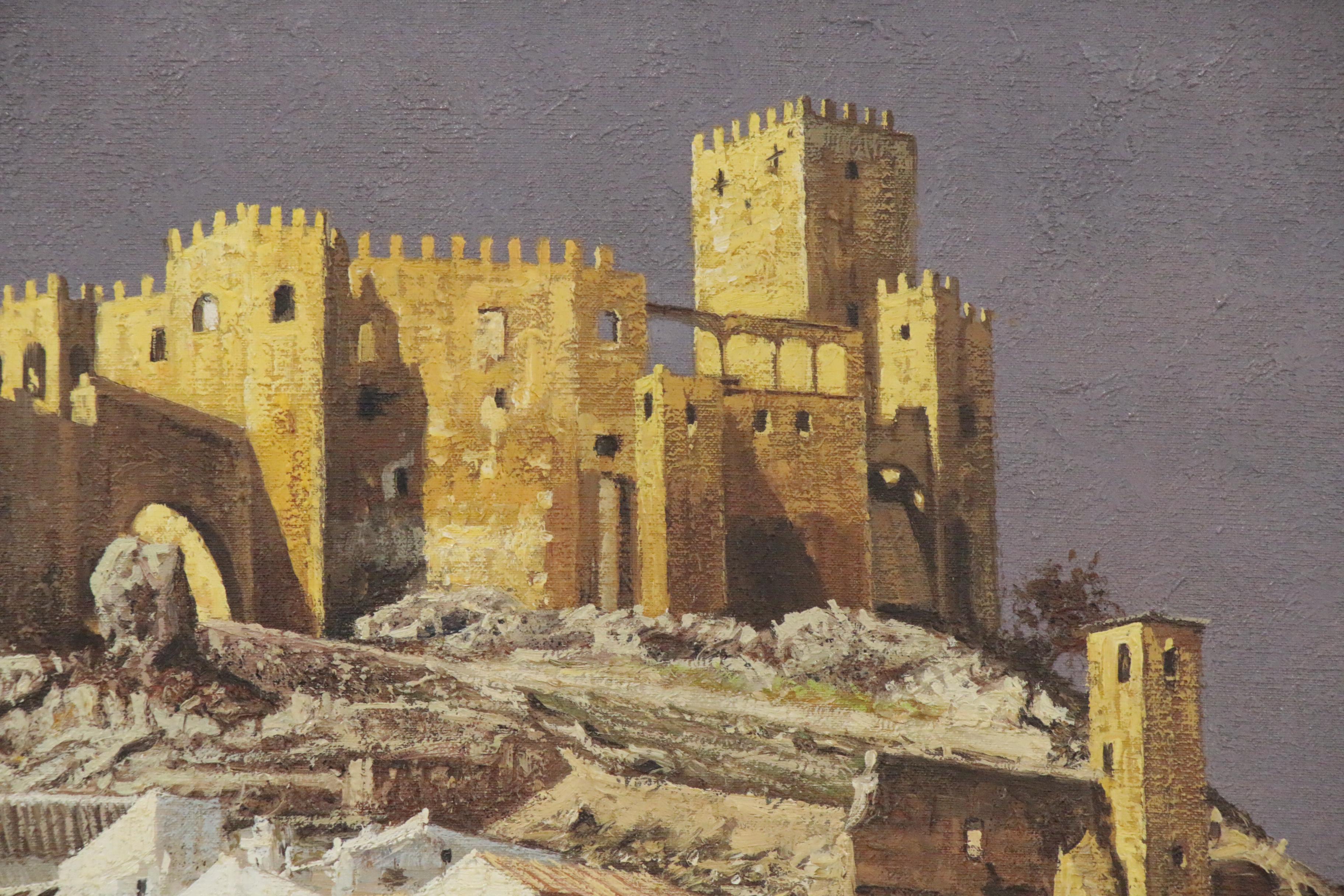 Arnaldo Curia Santos Oil Painting of Mediterranean Scene, Late 20th Century