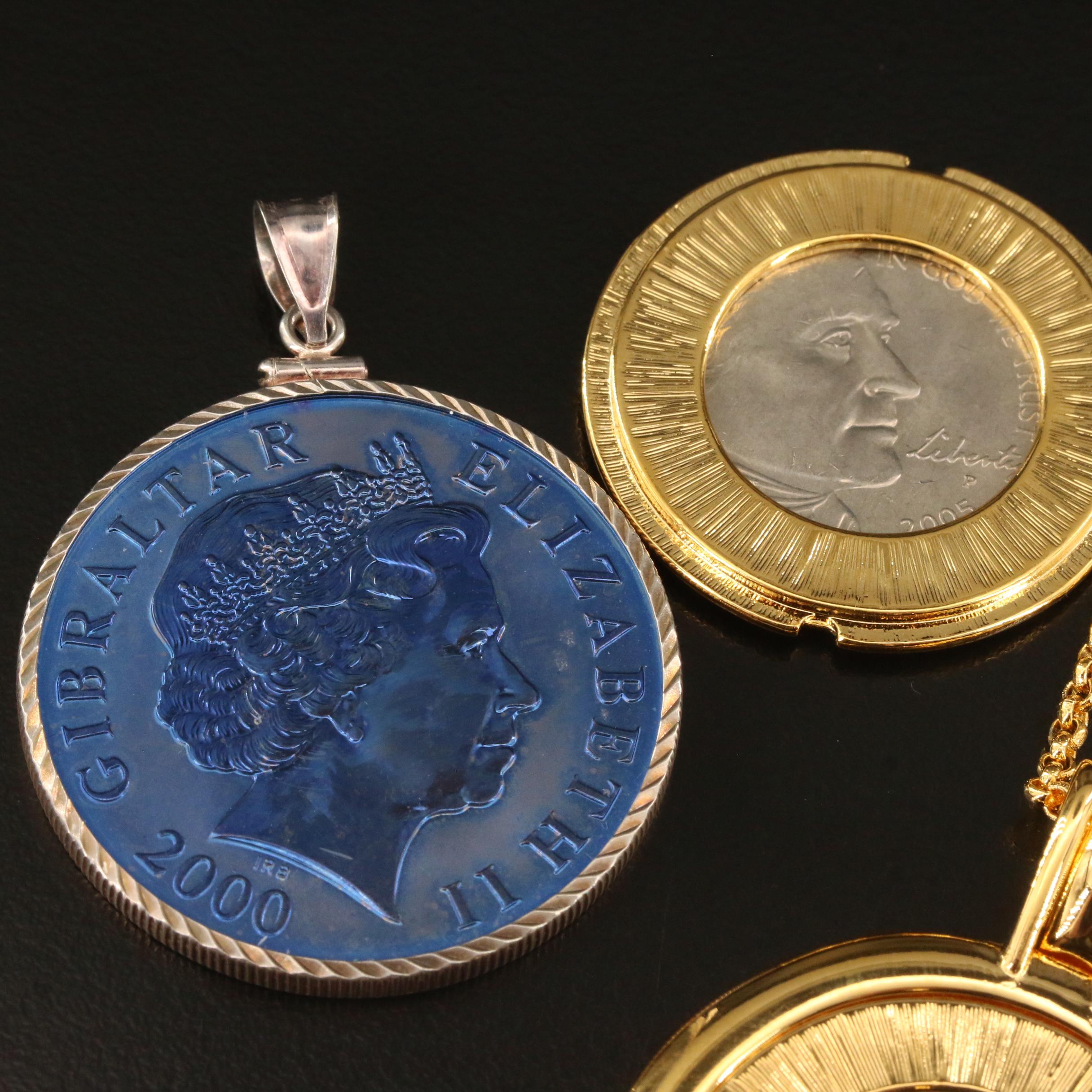 Coin Jewelry Featuring Ring and Necklace with Interchangeable Pendants