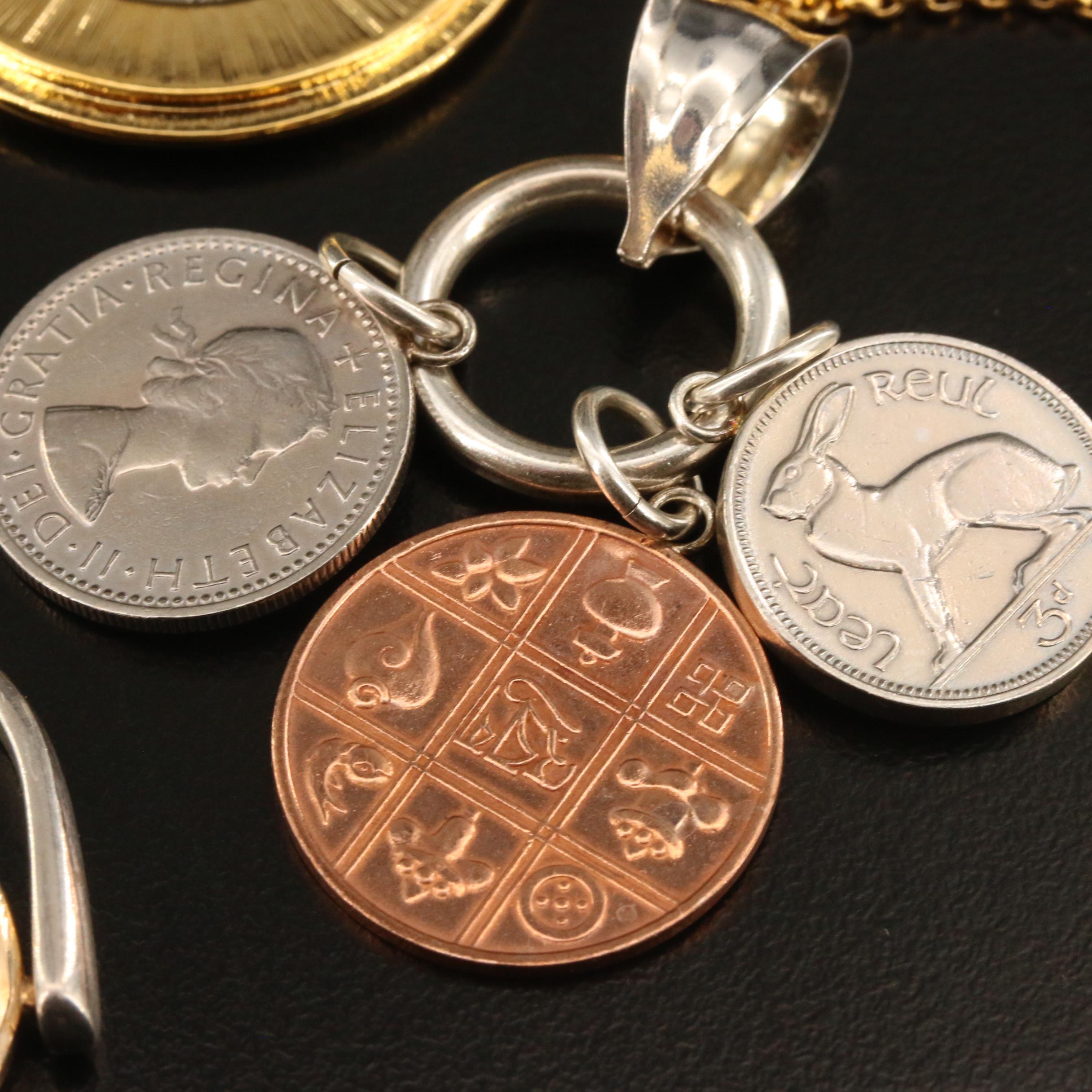 Coin Jewelry Featuring Ring and Necklace with Interchangeable Pendants