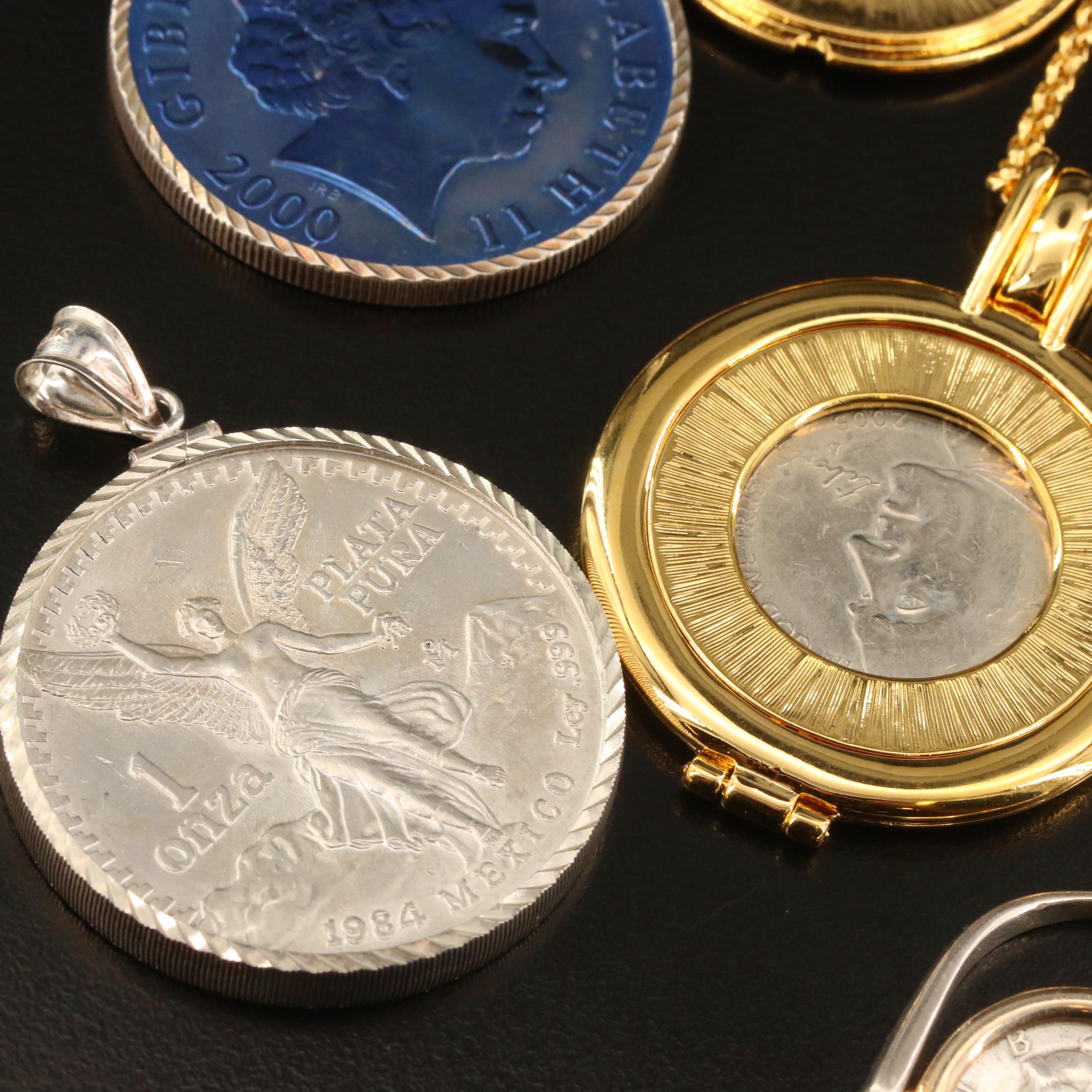 Coin Jewelry Featuring Ring and Necklace with Interchangeable Pendants