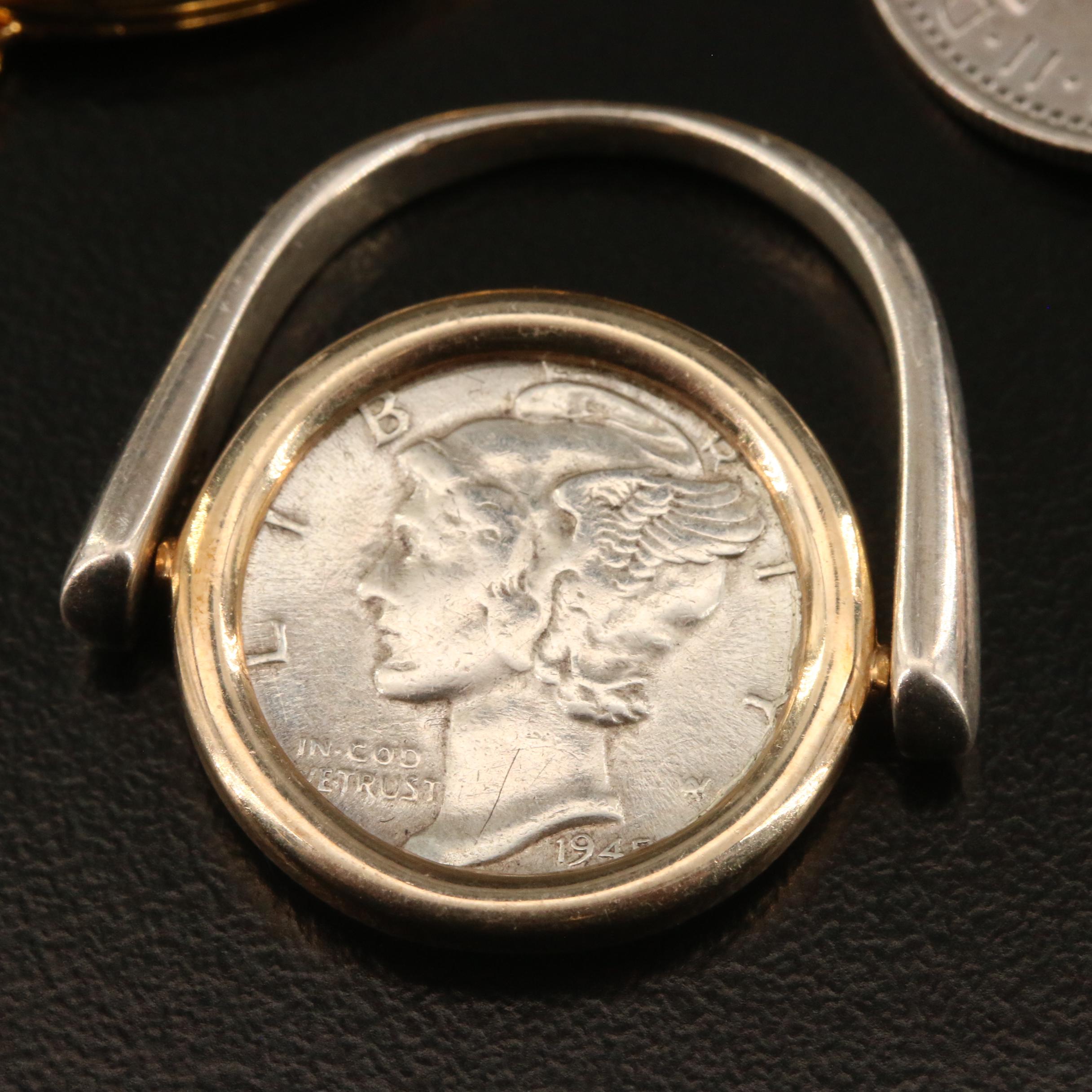 Coin Jewelry Featuring Ring and Necklace with Interchangeable Pendants