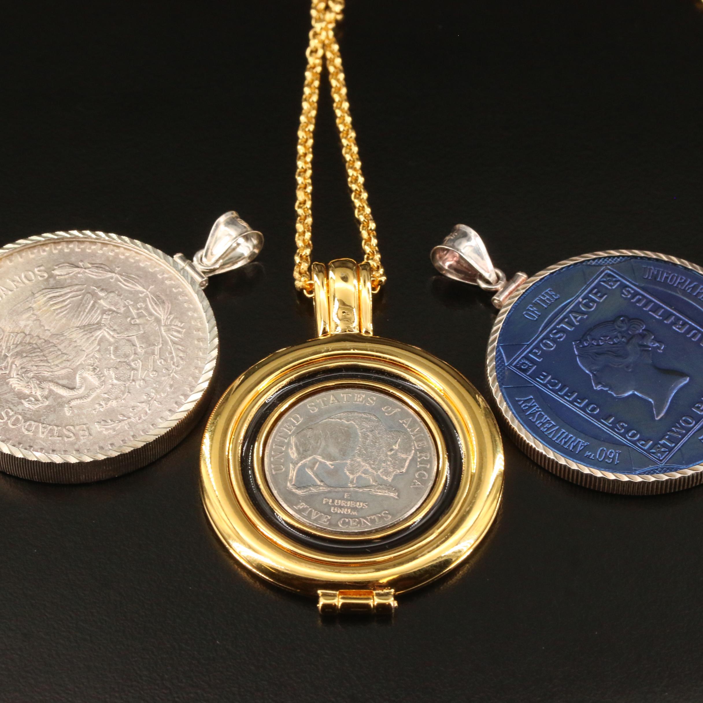 Coin Jewelry Featuring Ring and Necklace with Interchangeable Pendants