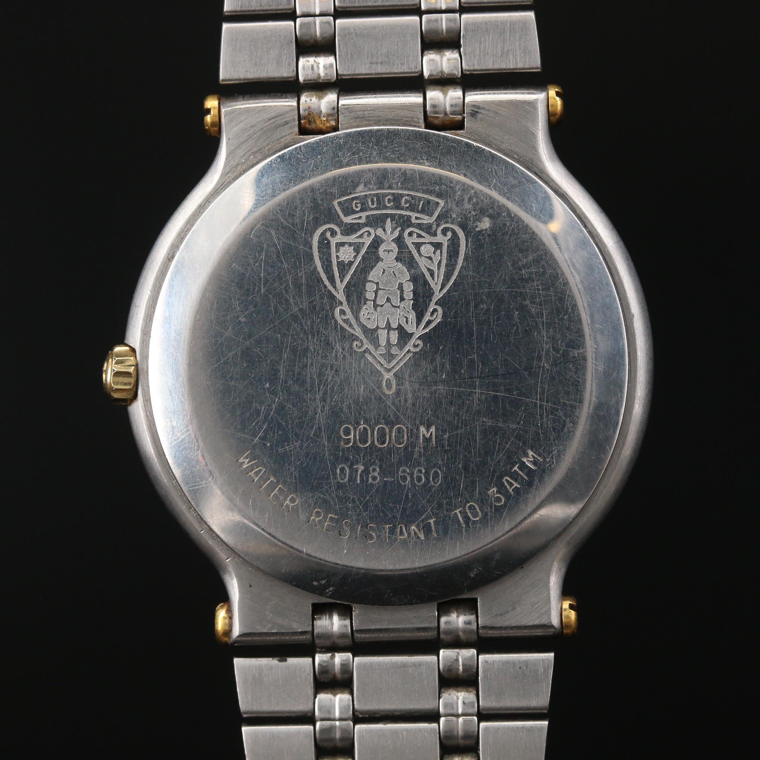 Vintage Gucci 9000M Two Tone Stainless Steel Quartz Watch