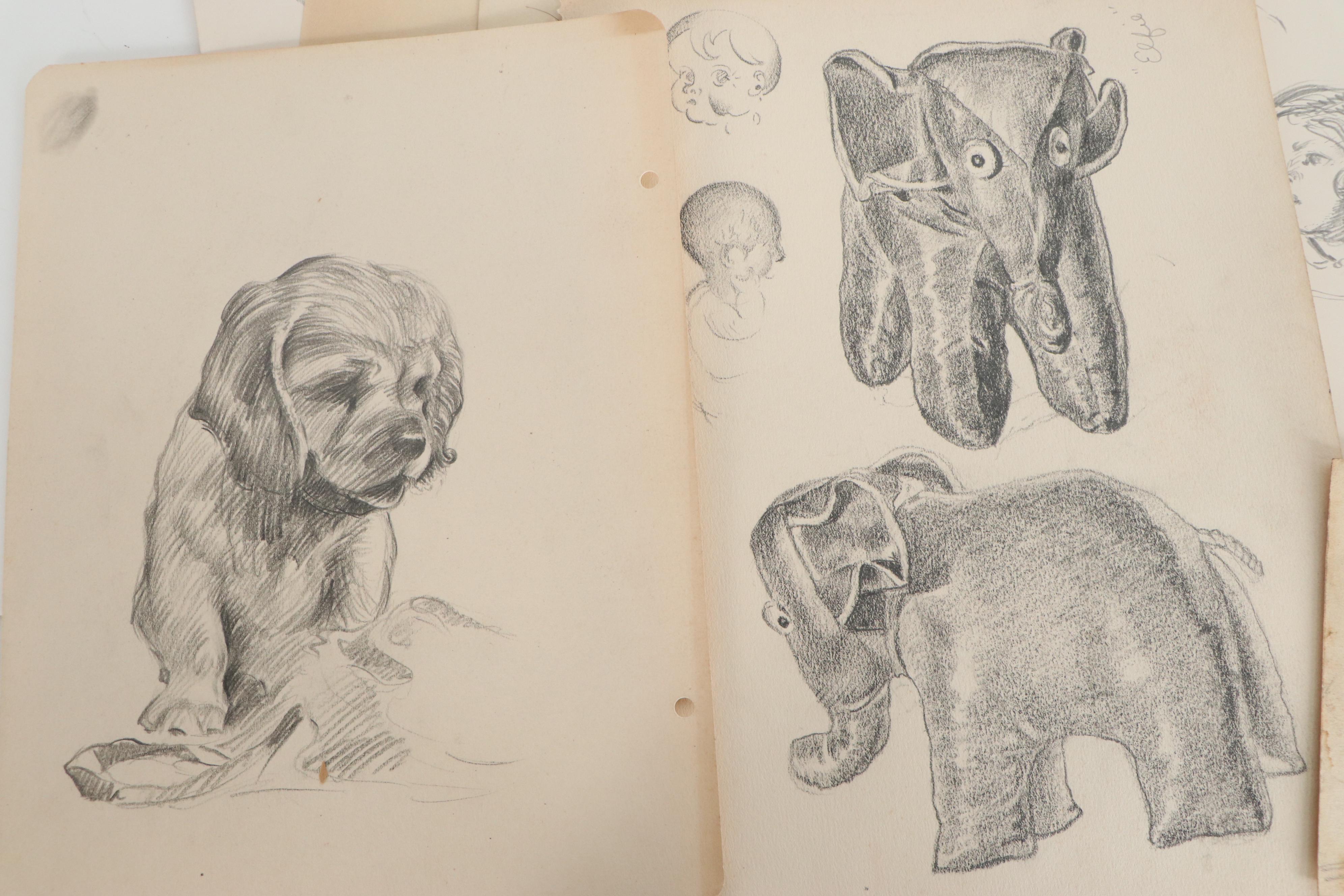 Robert Whitmore Graphite Figure Studies and Sketches, Mid-20th Century