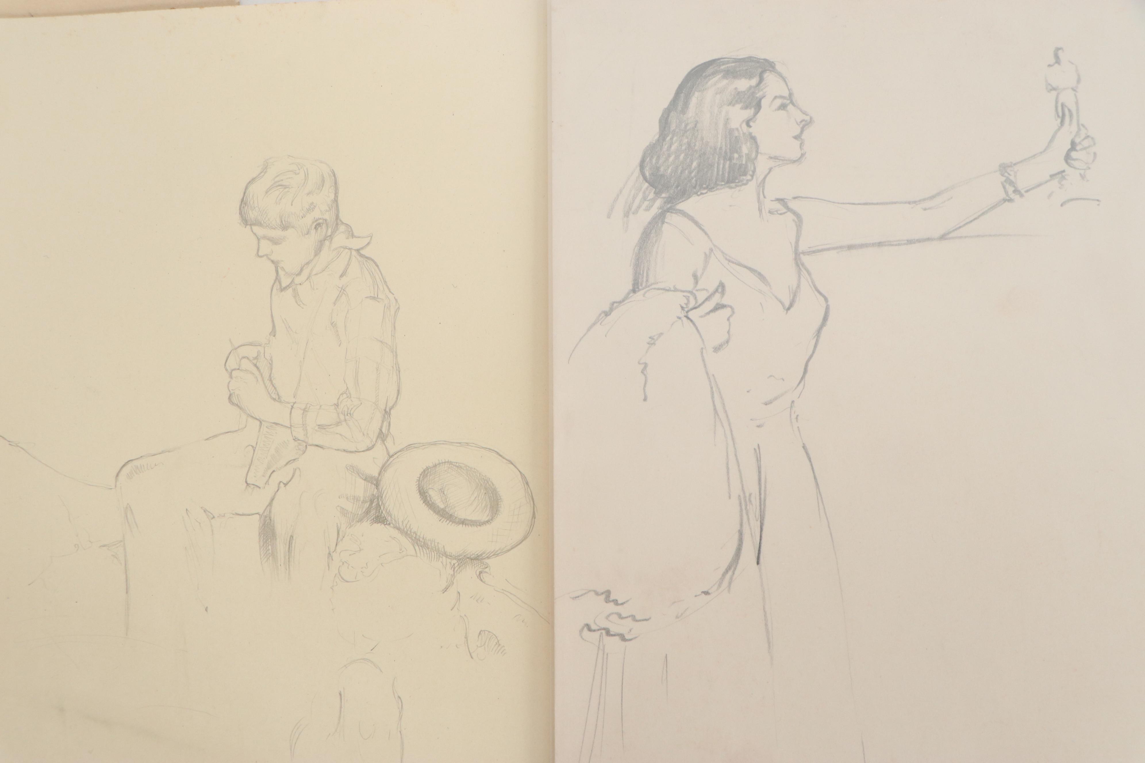 Robert Whitmore Graphite Figure Studies and Sketches, Mid-20th Century