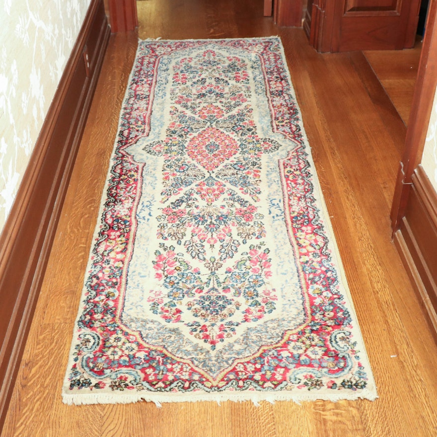 2'5 x 7'10 Hand-Knotted Persian Kerman Wool Carpet Runner