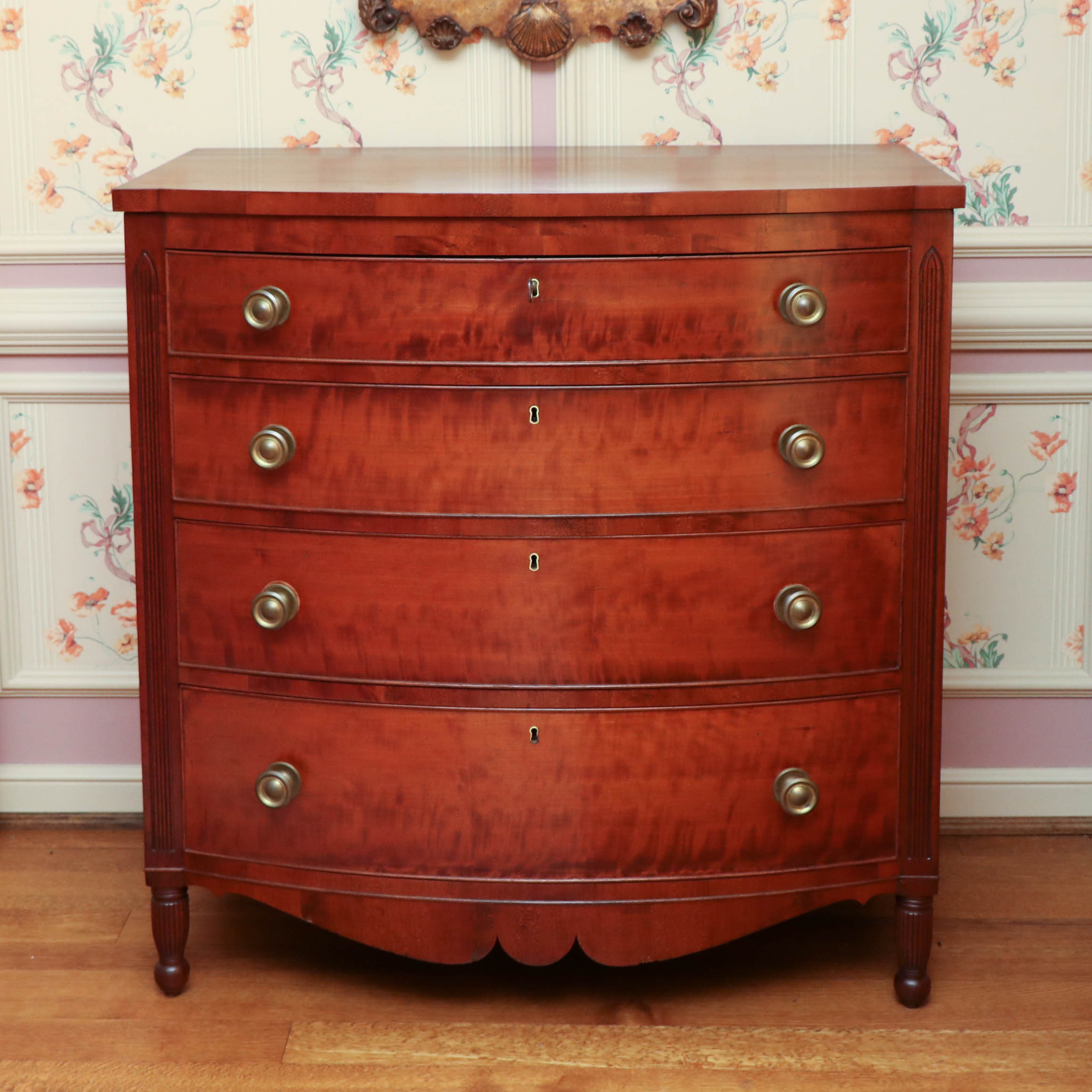 Federal Cherry Bow-Front Chest, Probably Boston, Early to Mid 19th Century