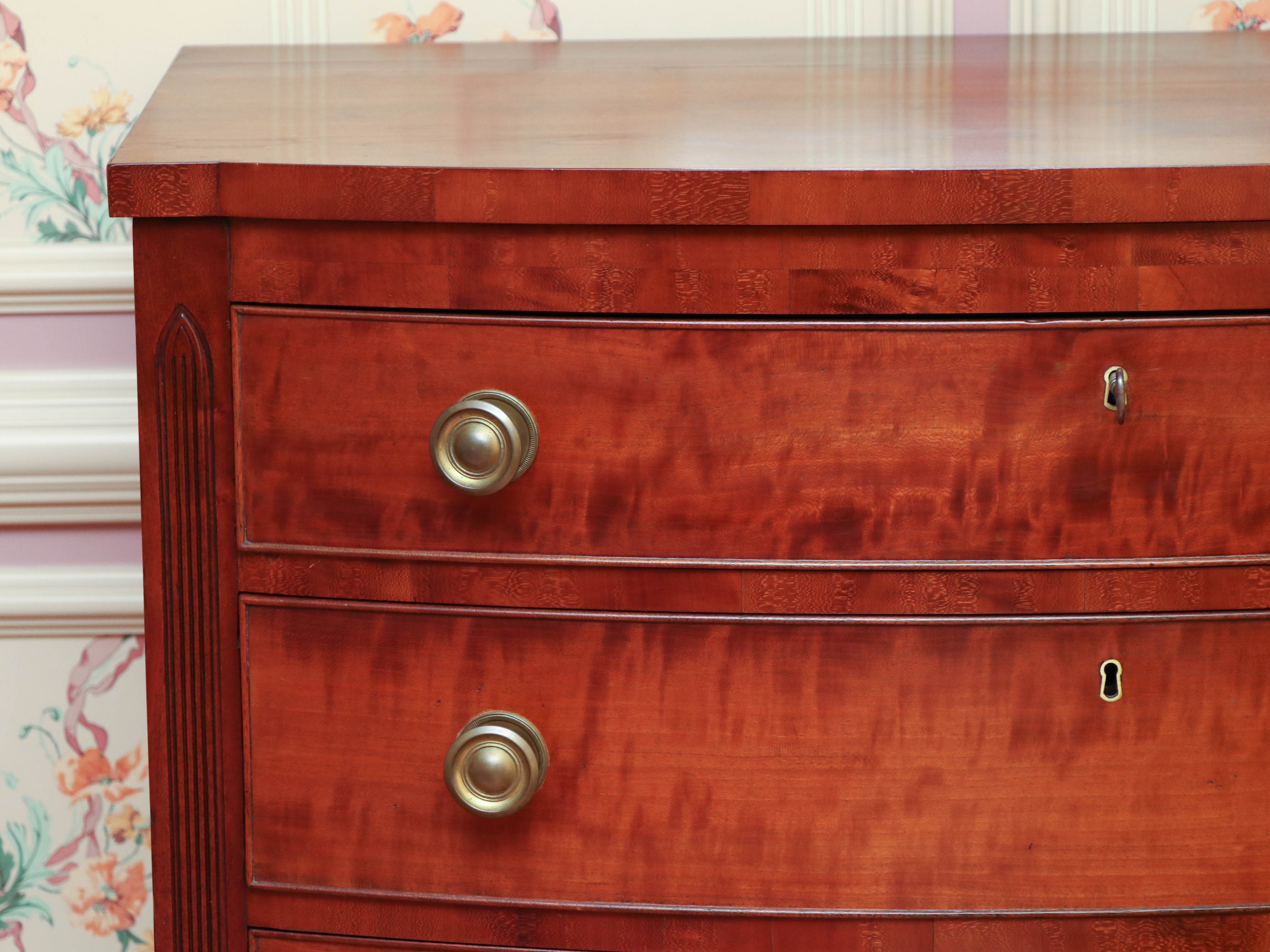 Federal Cherry Bow-Front Chest, Probably Boston, Early to Mid 19th Century