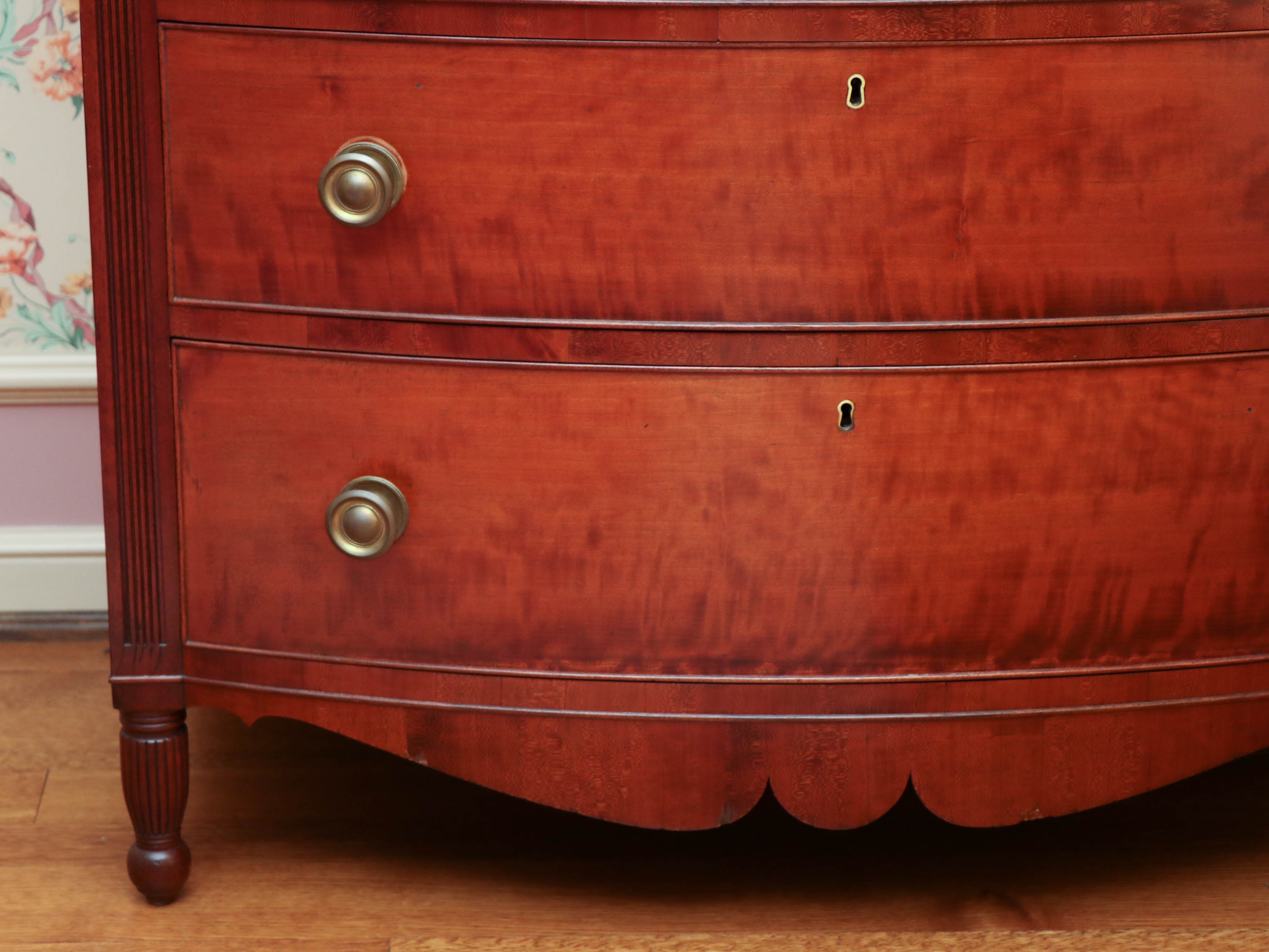 Federal Cherry Bow-Front Chest, Probably Boston, Early to Mid 19th Century