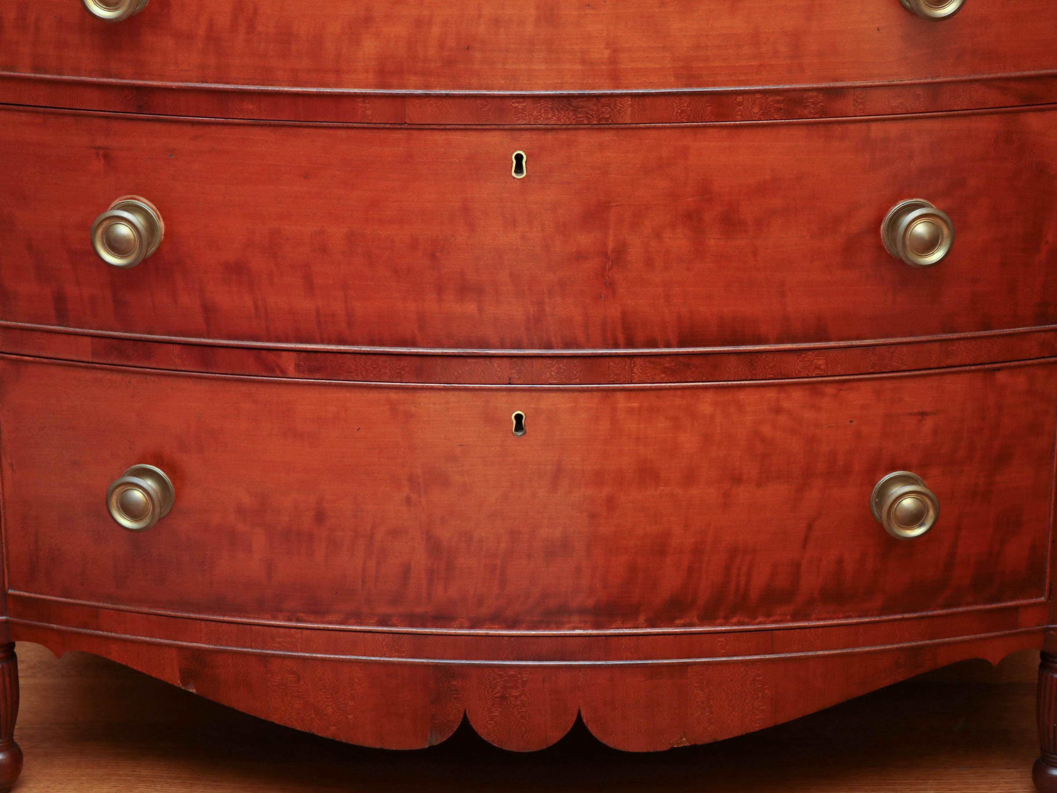 Federal Cherry Bow-Front Chest, Probably Boston, Early to Mid 19th Century