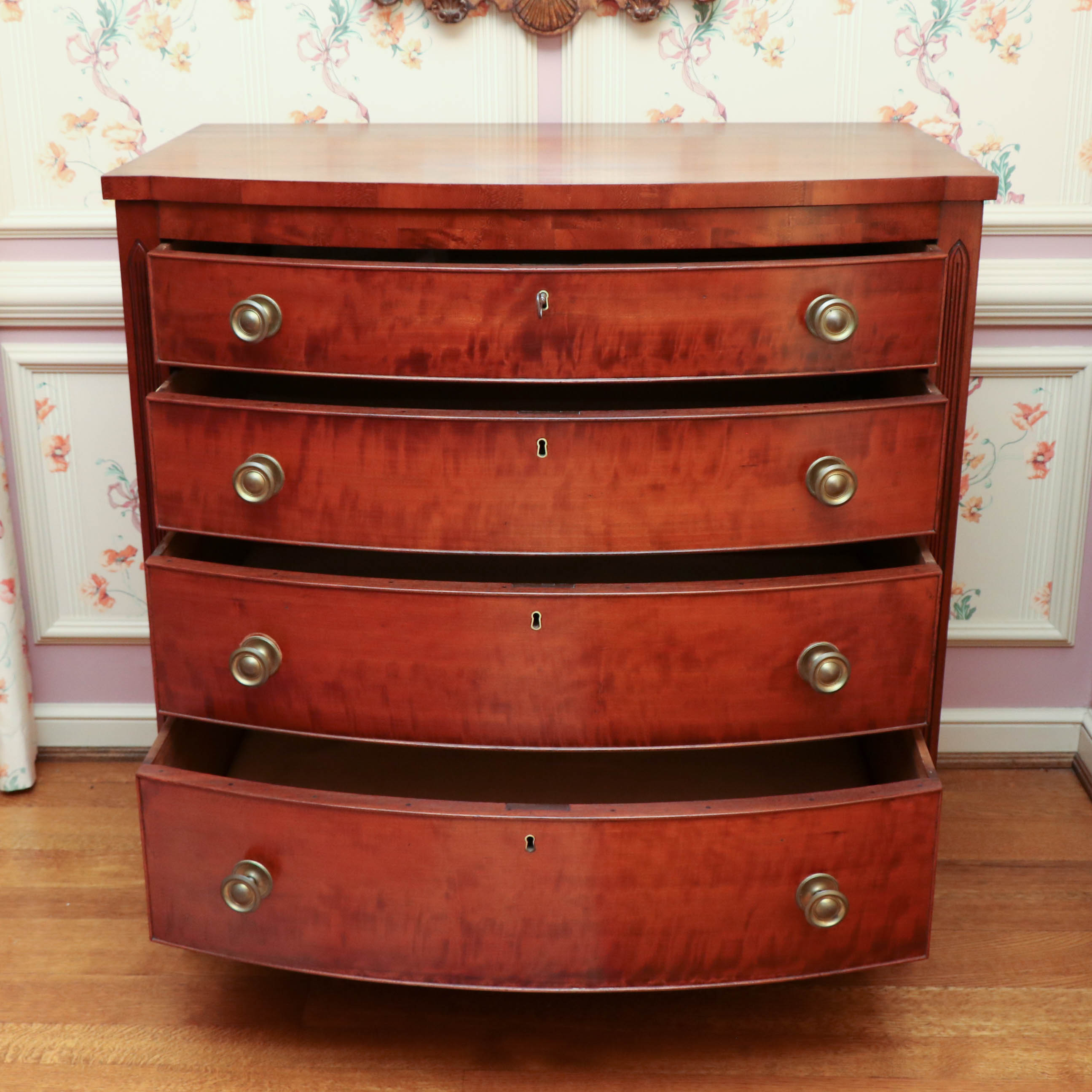 Federal Cherry Bow-Front Chest, Probably Boston, Early to Mid 19th Century
