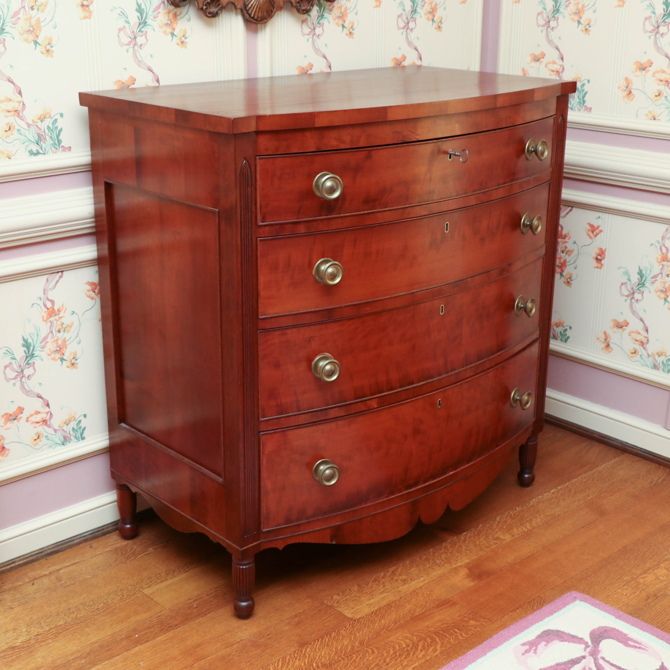 Federal Cherry Bow-Front Chest, Probably Boston, Early to Mid 19th Century