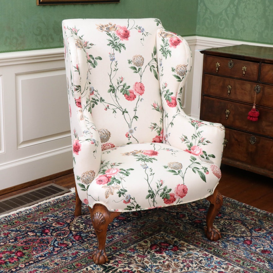 George III Style Wingback Upholstered Chair