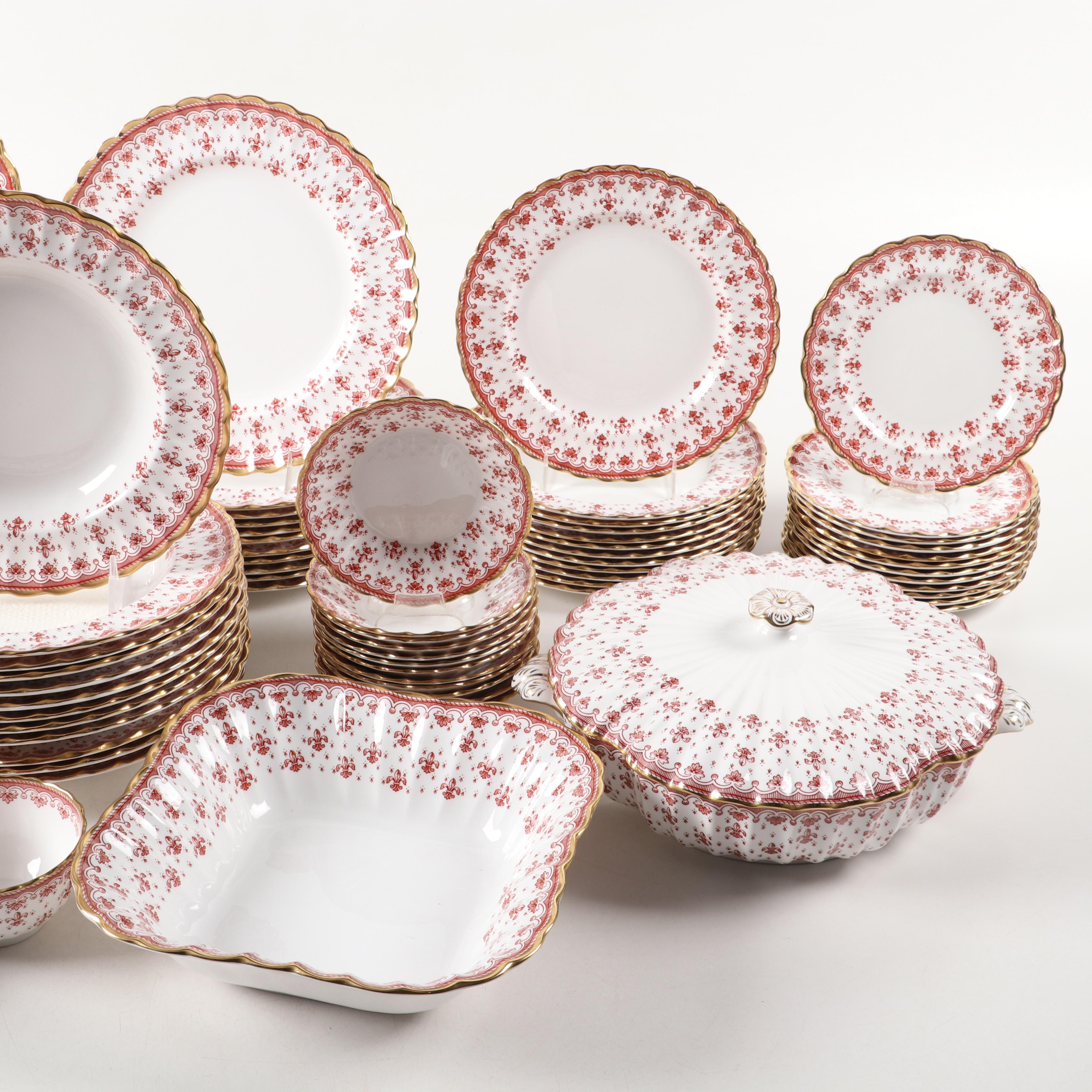 Spode "Fleur de Lys" Red Bone China Dinnerware, 1961–1994