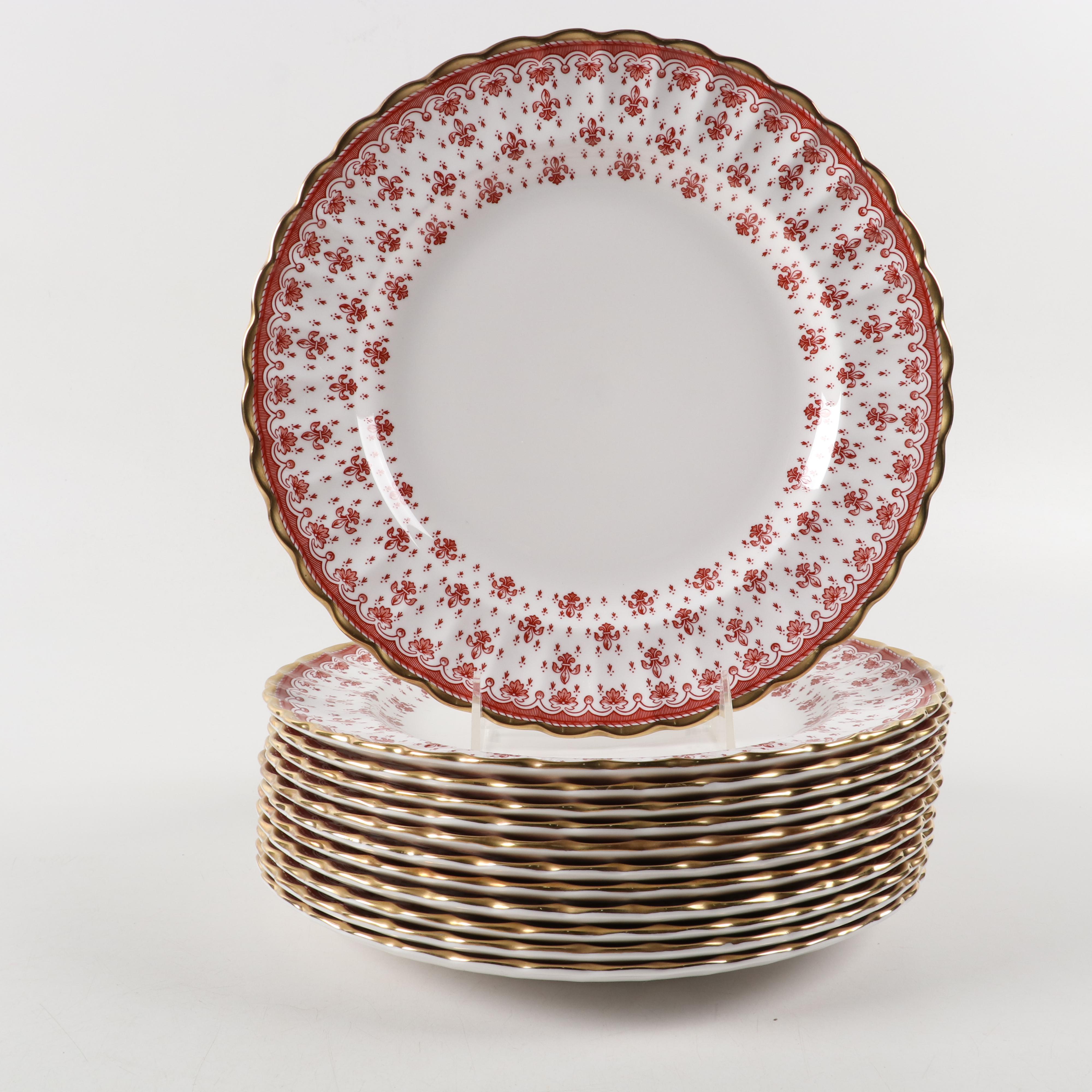 Spode "Fleur de Lys" Red Bone China Dinnerware, 1961–1994