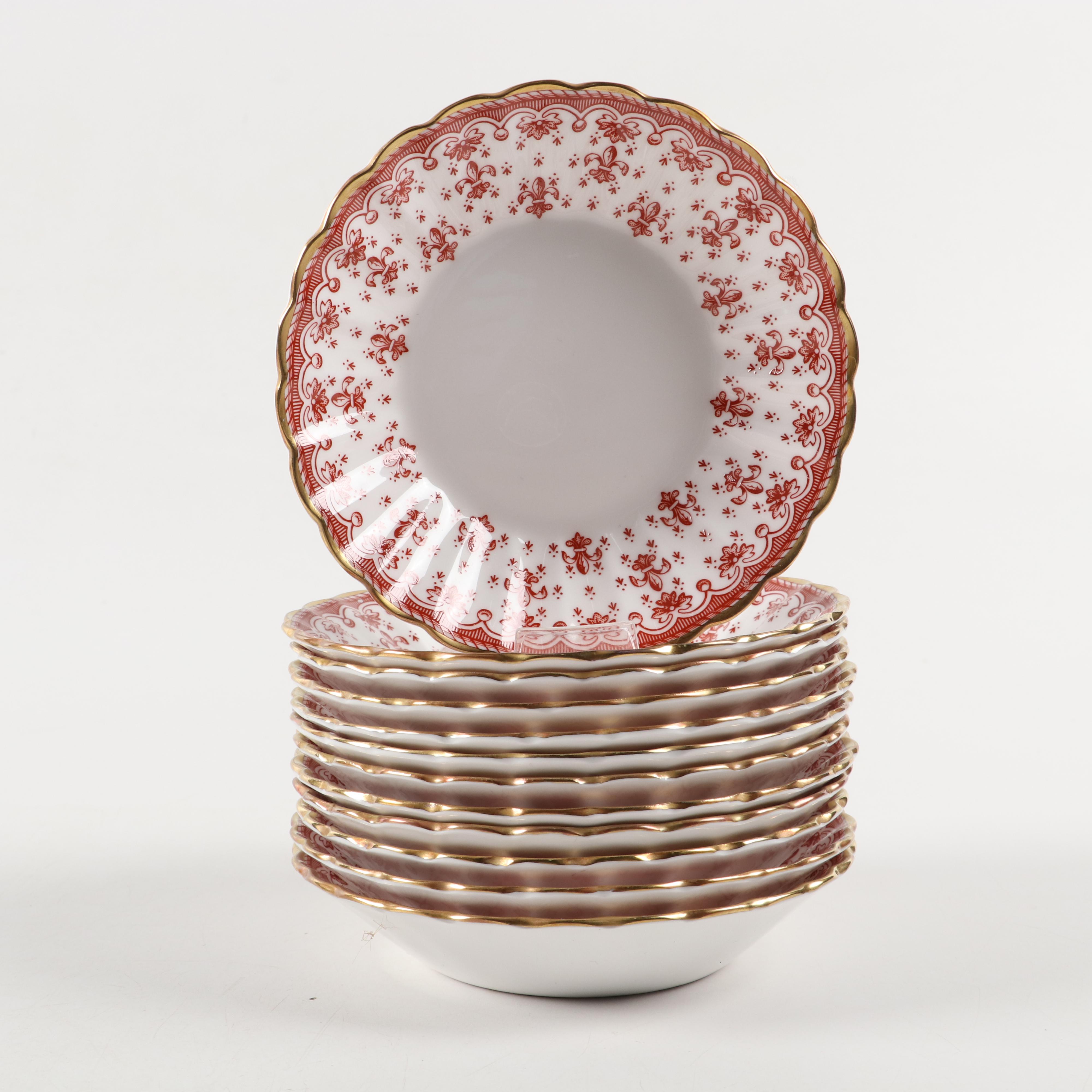Spode "Fleur de Lys" Red Bone China Dinnerware, 1961–1994