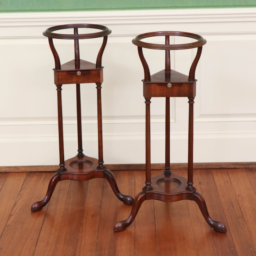 Pair of Baker Furniture George III Style Mahogany Bowl Stands, 1940s