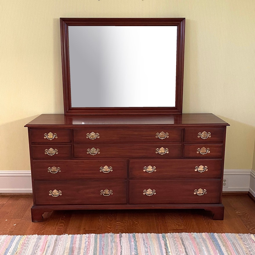 Henkel-Harris Wild Black Cherry Dresser with Mirror, 20th Century