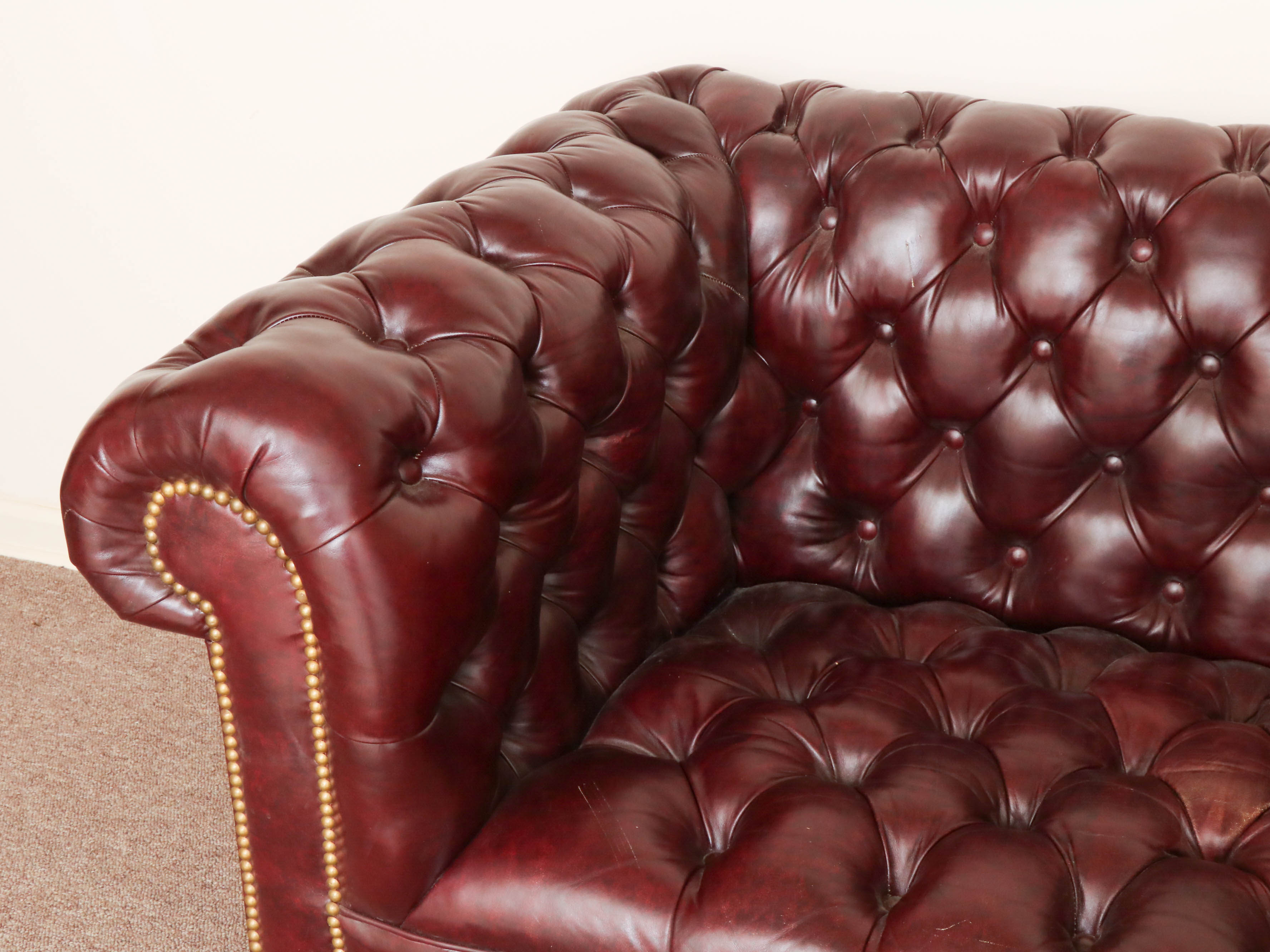 Tufted Leather Chesterfield Loveseat Sofa