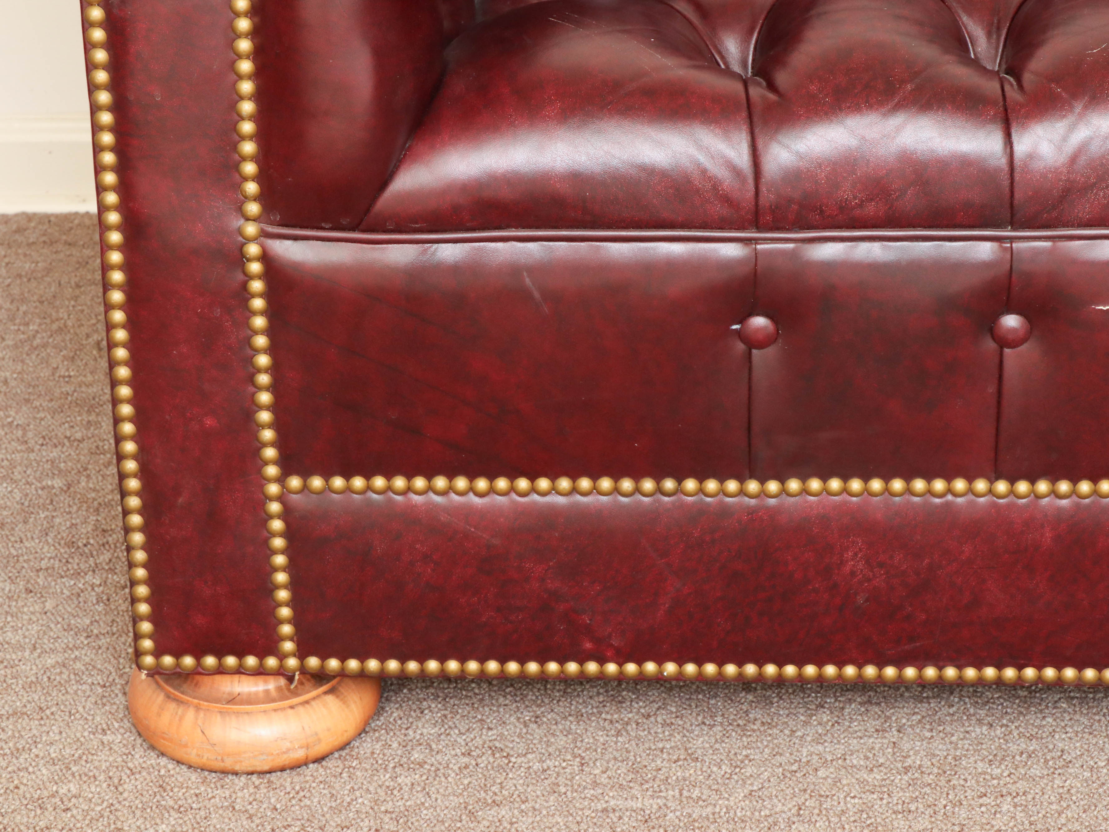 Tufted Leather Chesterfield Loveseat Sofa