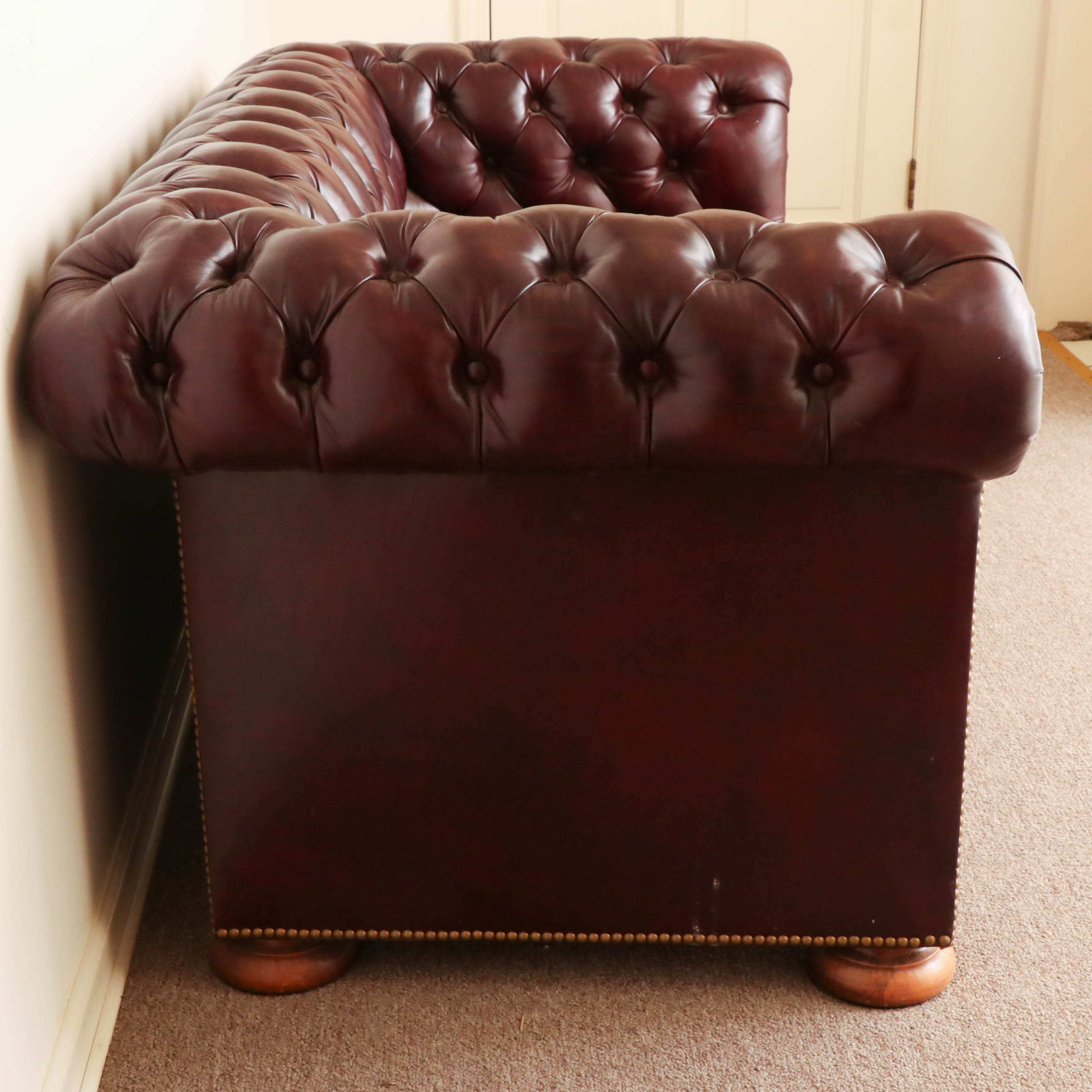 Tufted Leather Chesterfield Loveseat Sofa