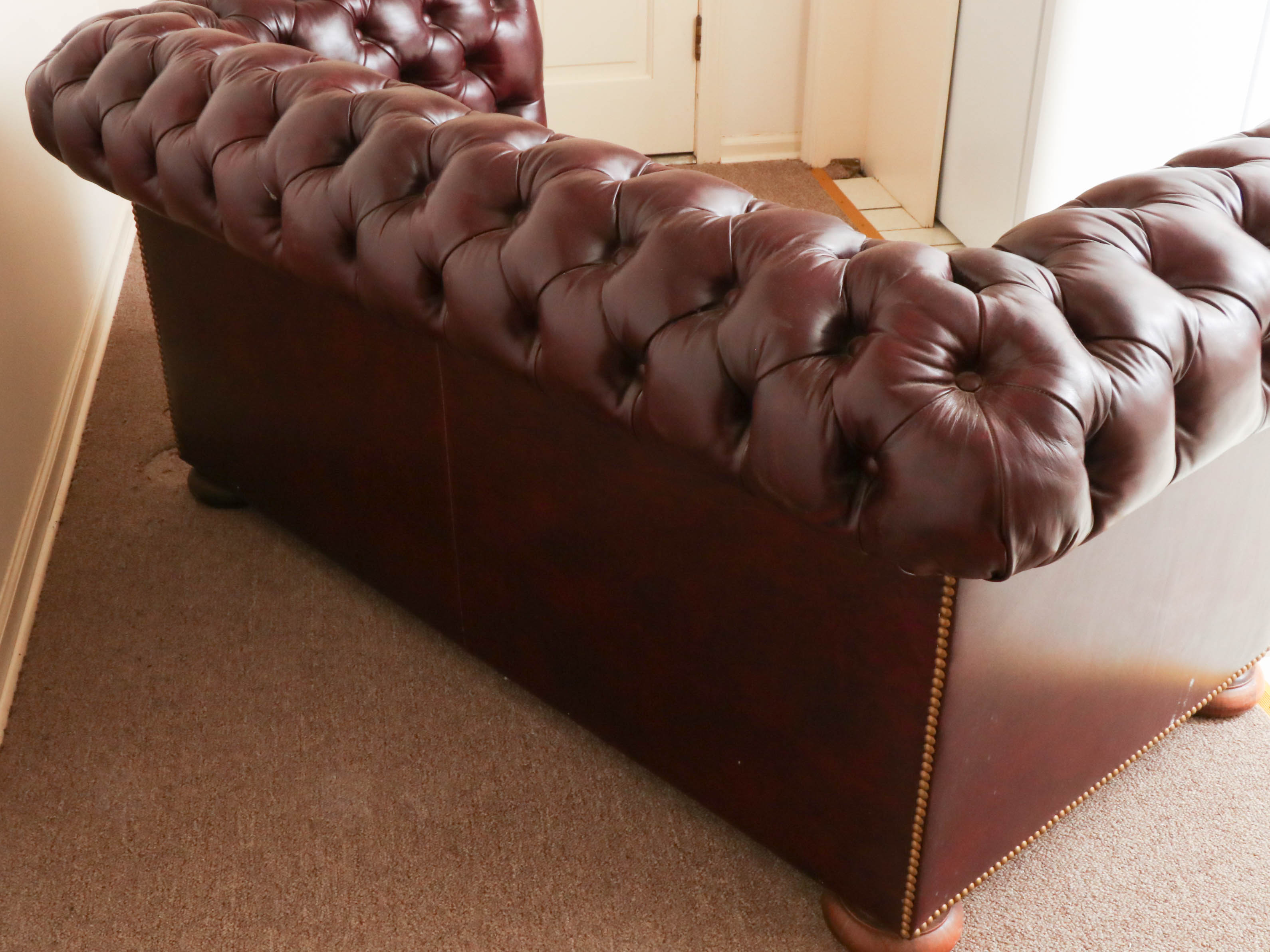 Tufted Leather Chesterfield Loveseat Sofa