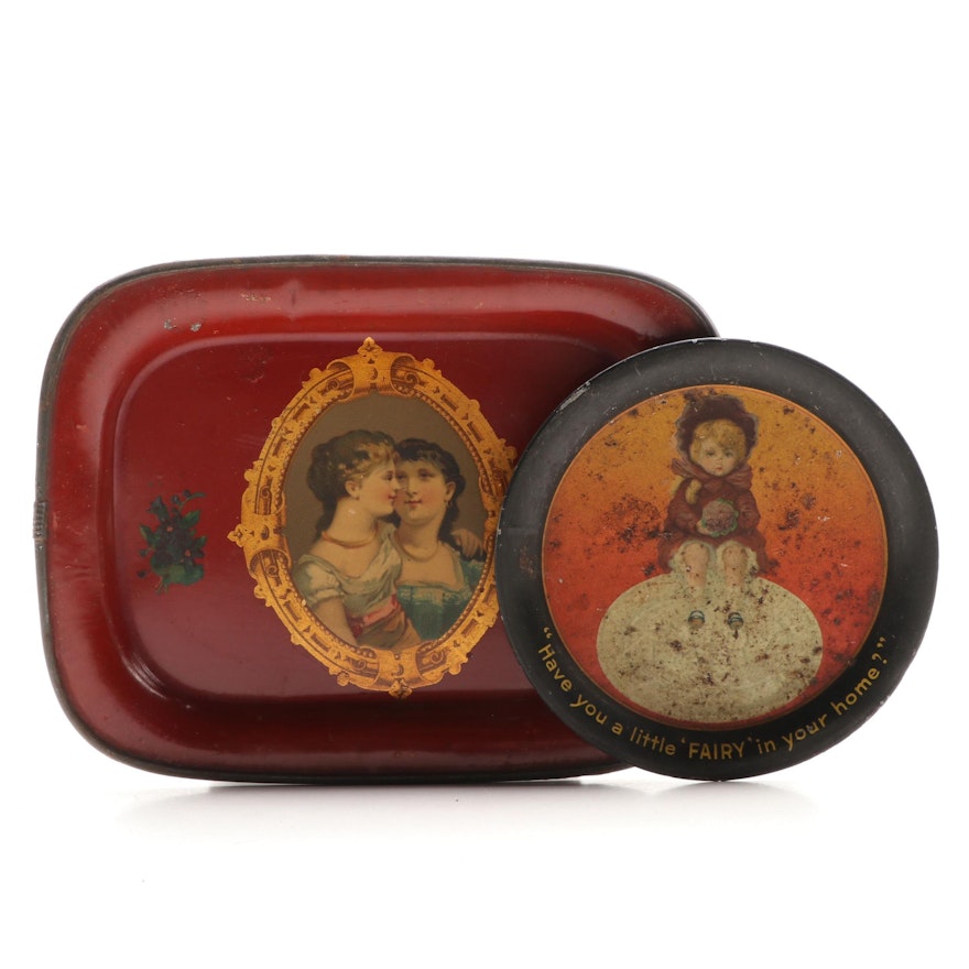 Fairy Soap Advertising and a Pictorial Tin Tip Trays, Late 19th/ Early 20th C.