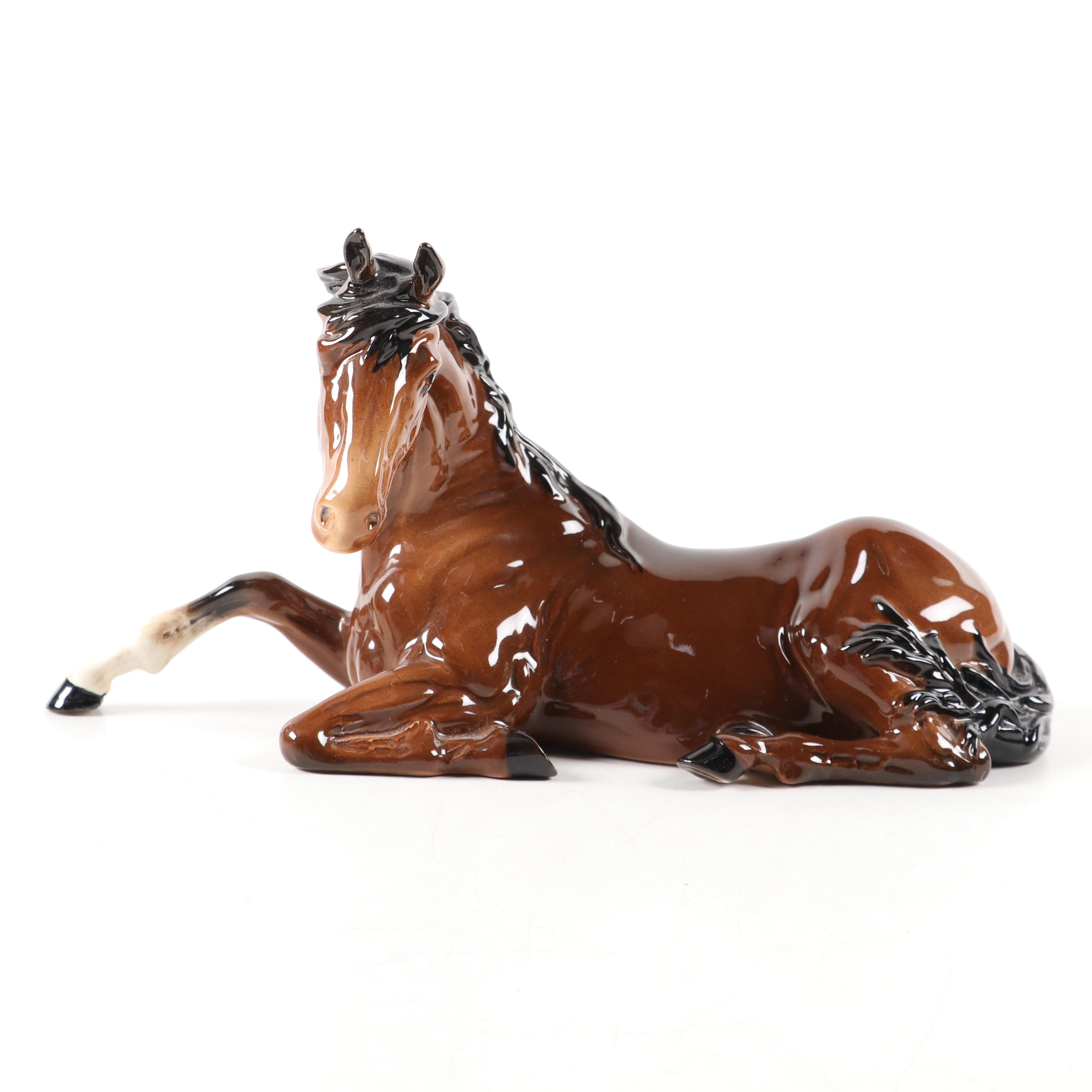 Royal Doulton Seated Brown Horse Porcelain Figurine