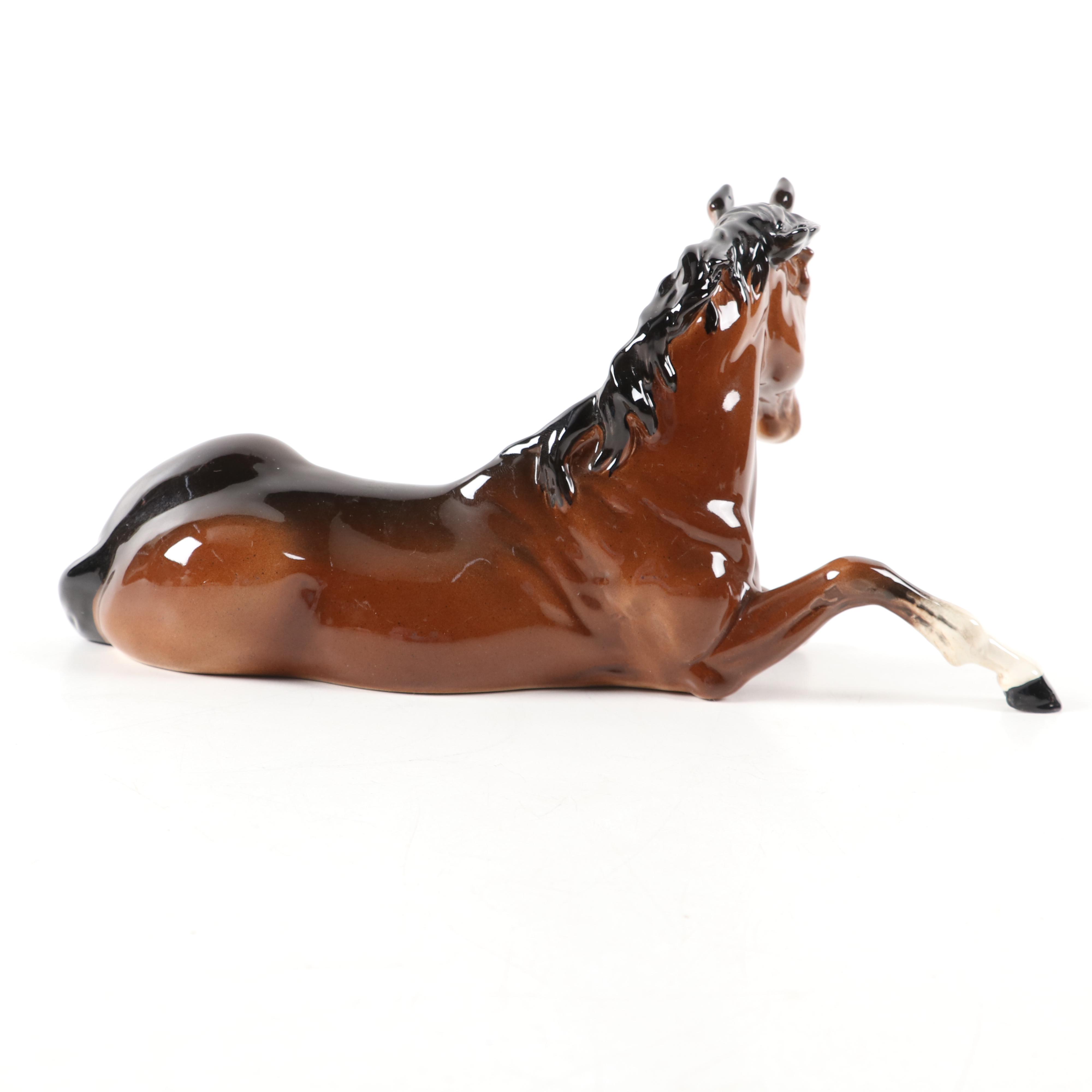 Royal Doulton Seated Brown Horse Porcelain Figurine