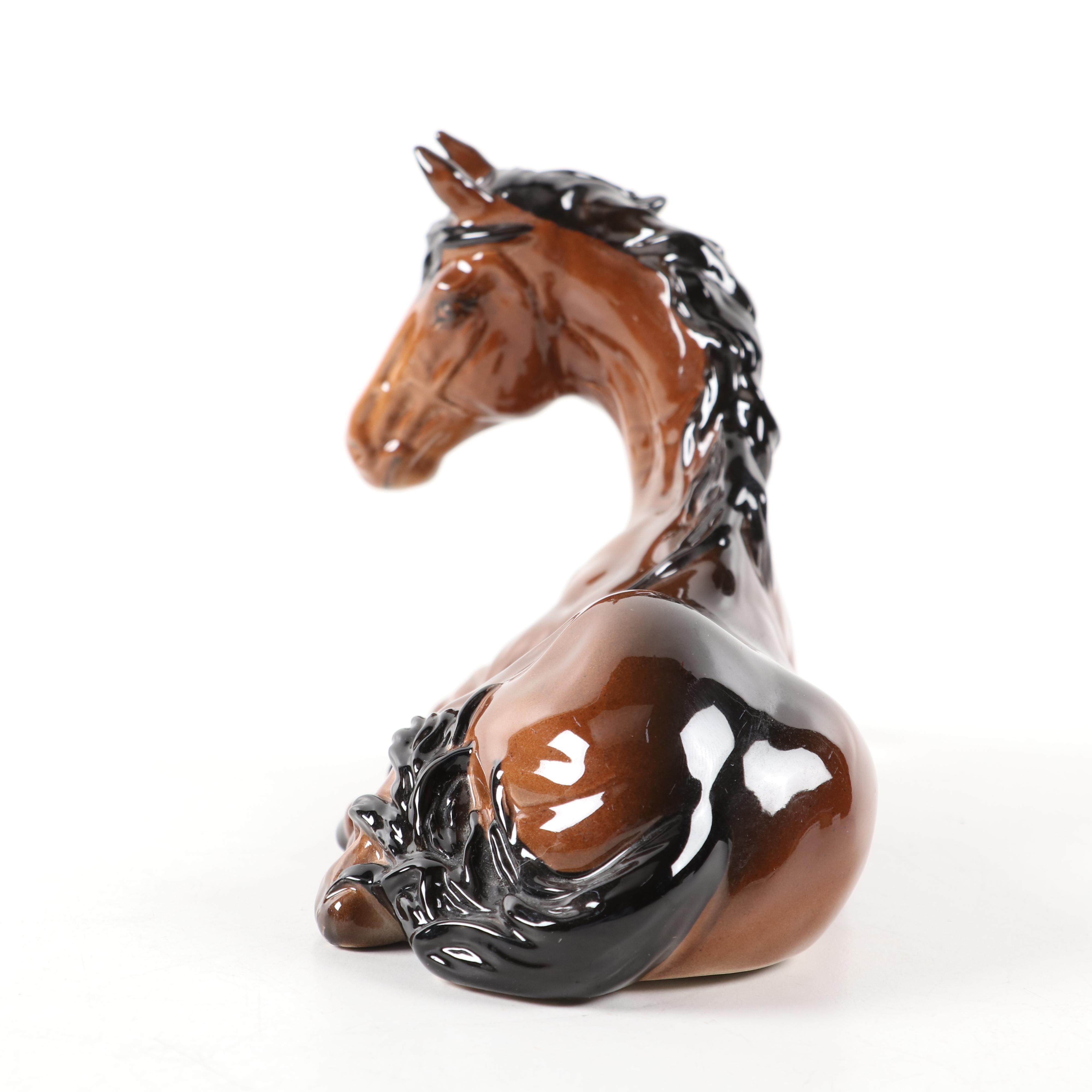 Royal Doulton Seated Brown Horse Porcelain Figurine