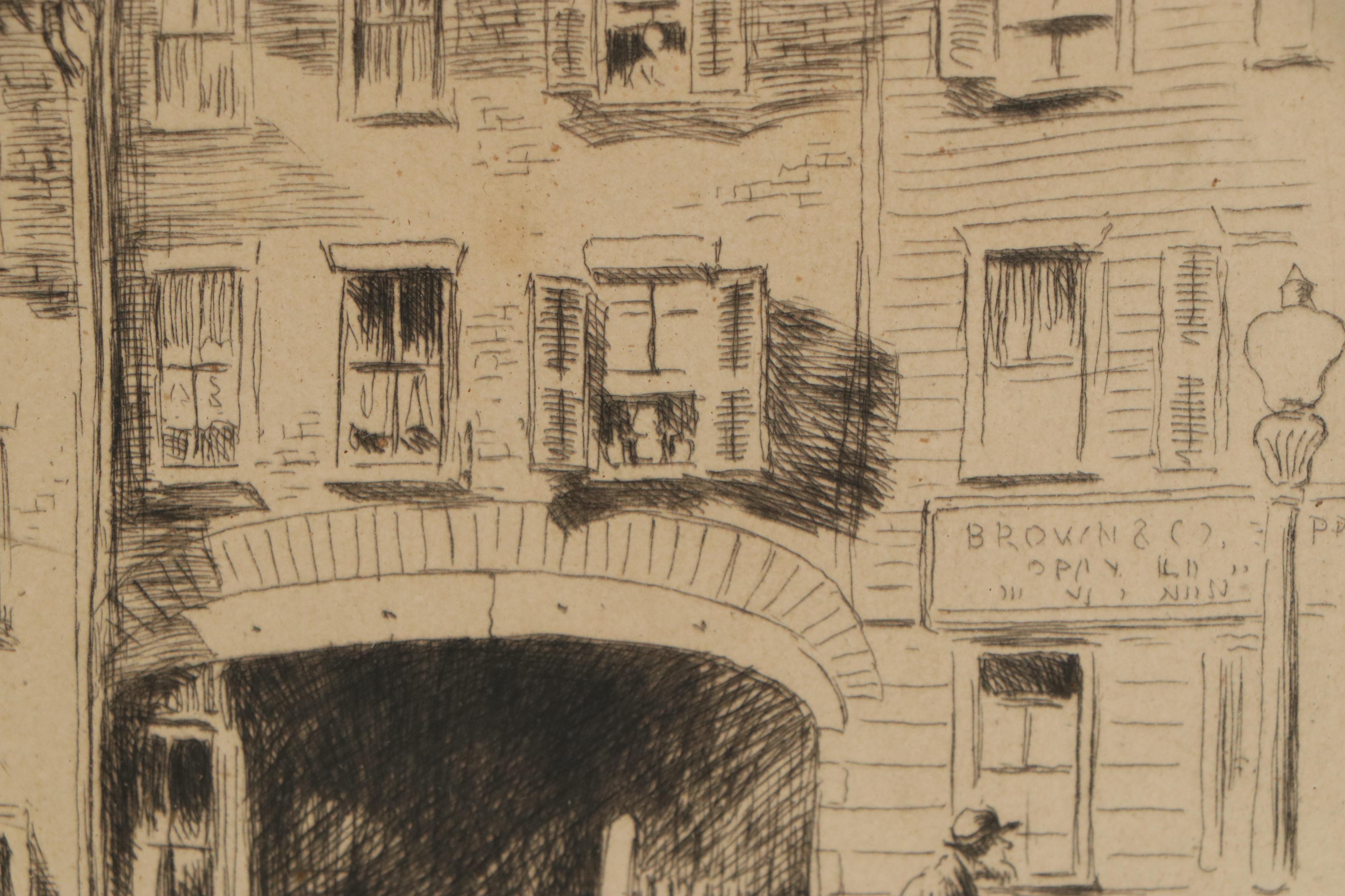 Henry J. Peck Etching "Providence," Mid-20th Century