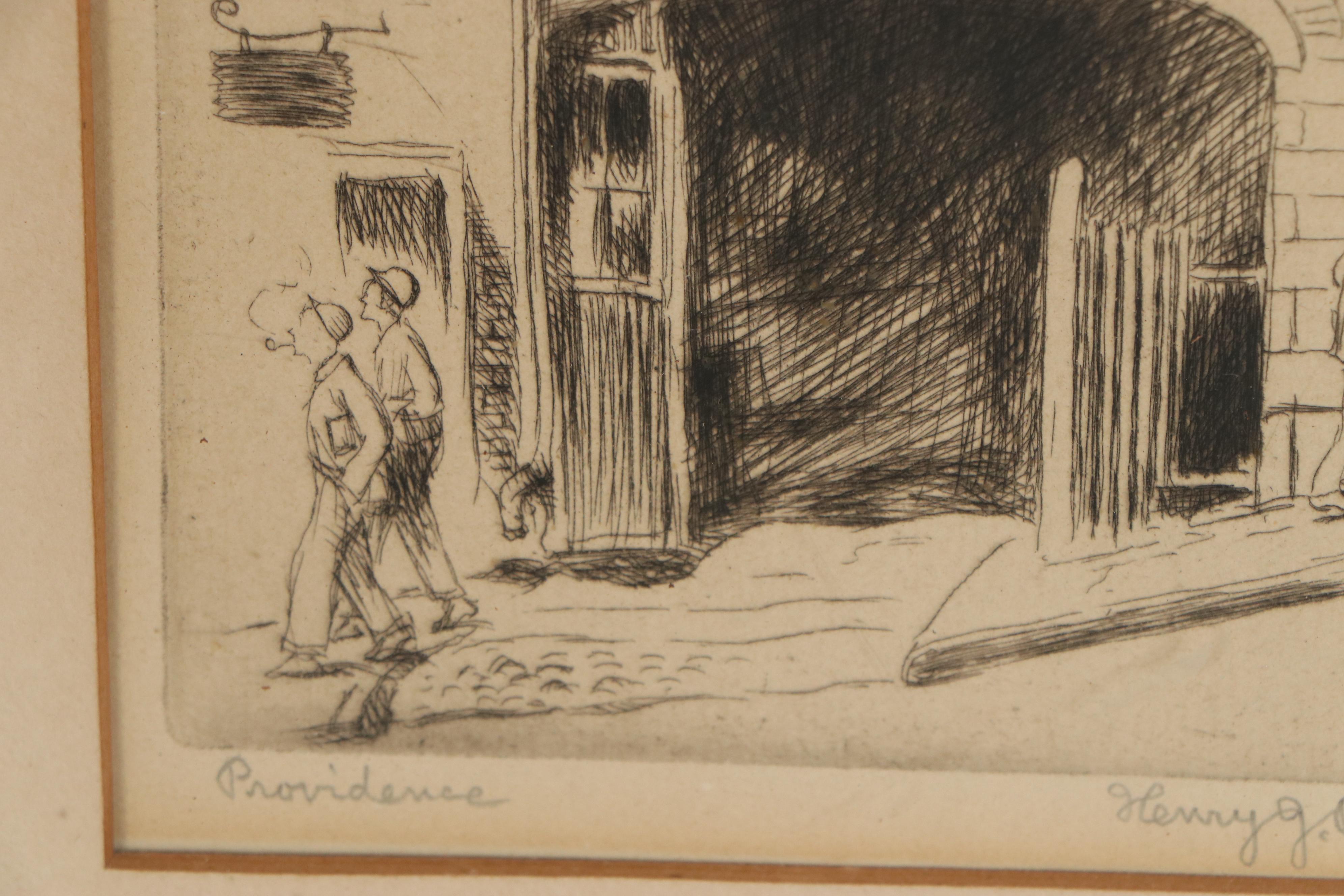Henry J. Peck Etching "Providence," Mid-20th Century