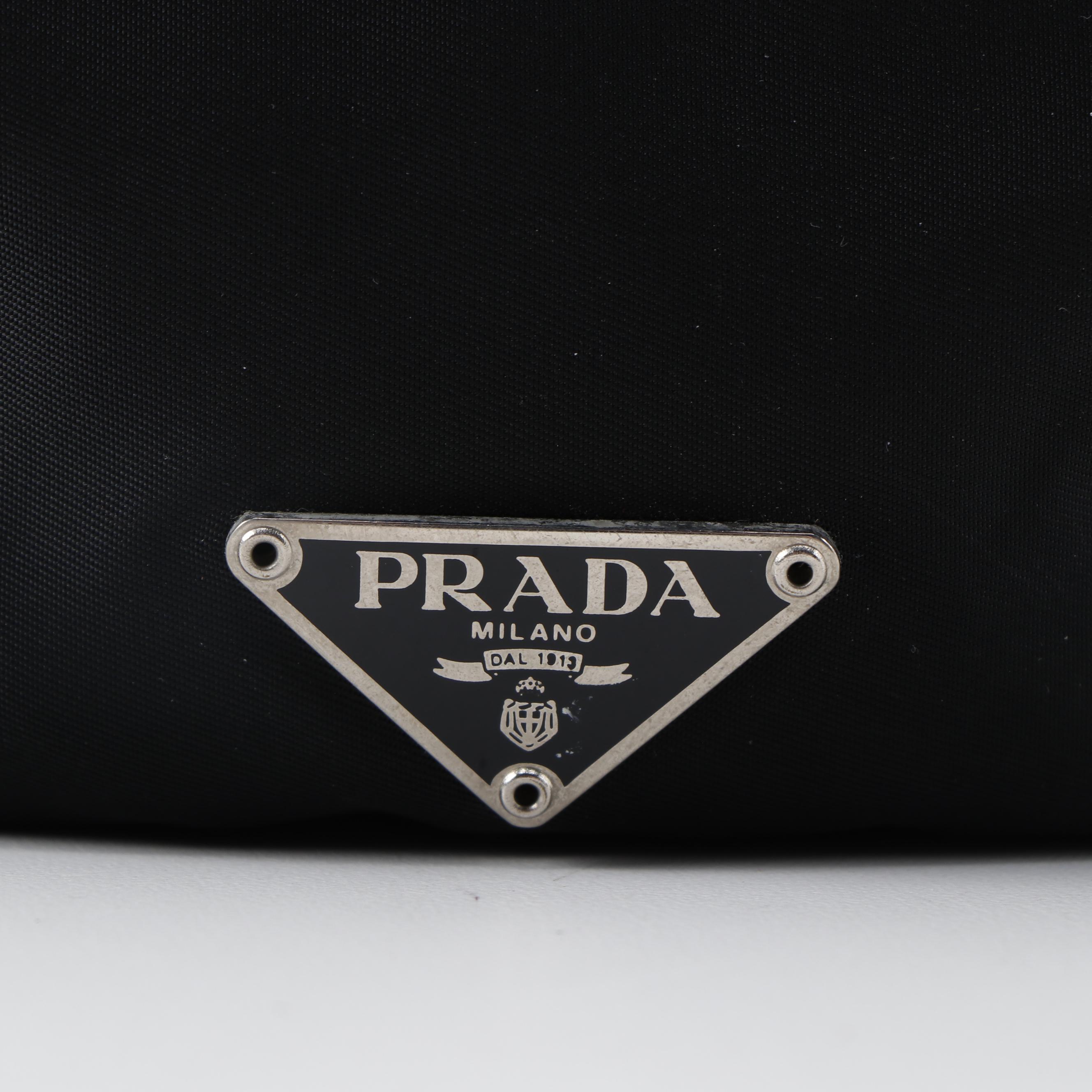 Prada Double Buckle Black Nylon and Canvas Backpack with Belt Straps