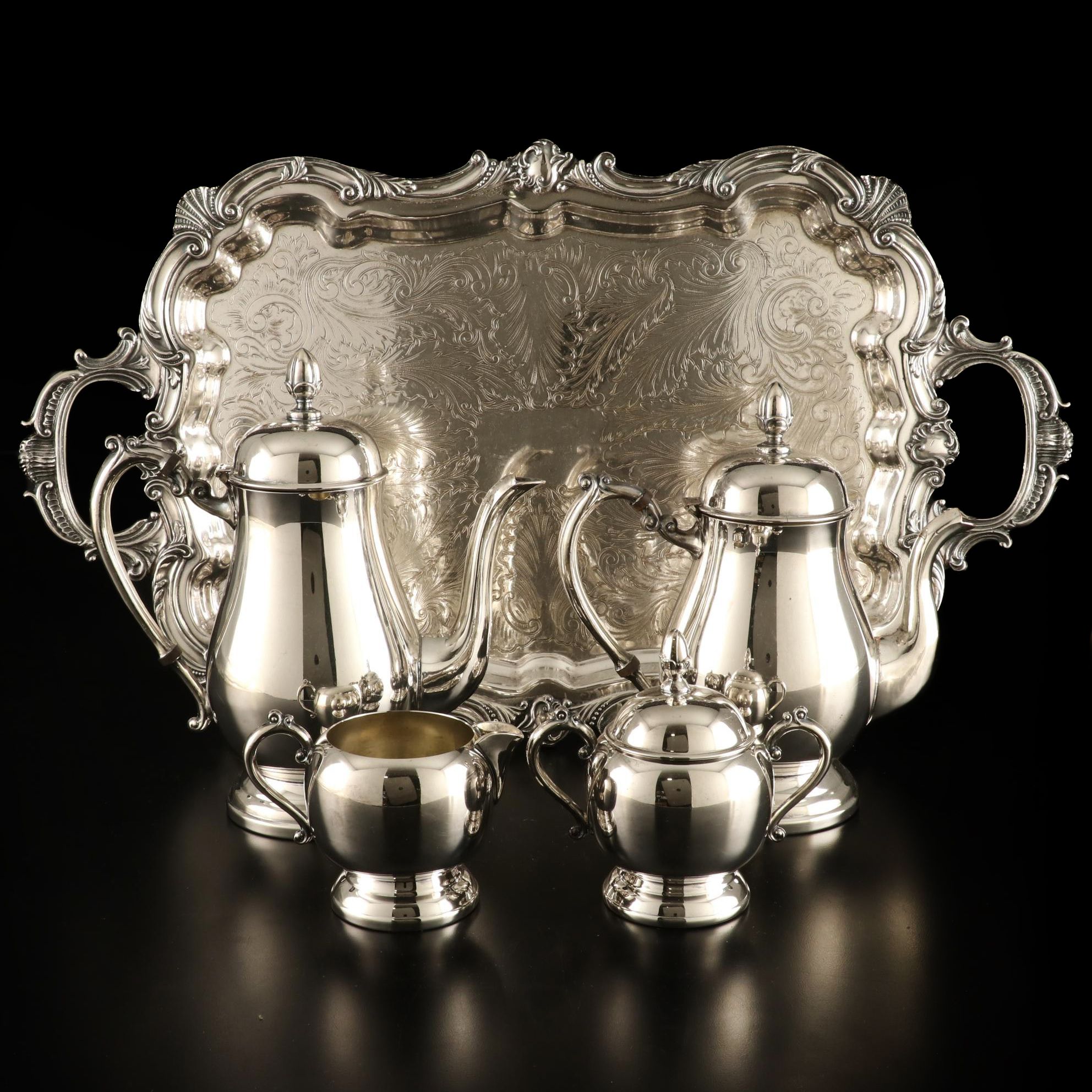 F.B. Rogers Silver Plate Coffee and Tea Service with Other Serving Tray