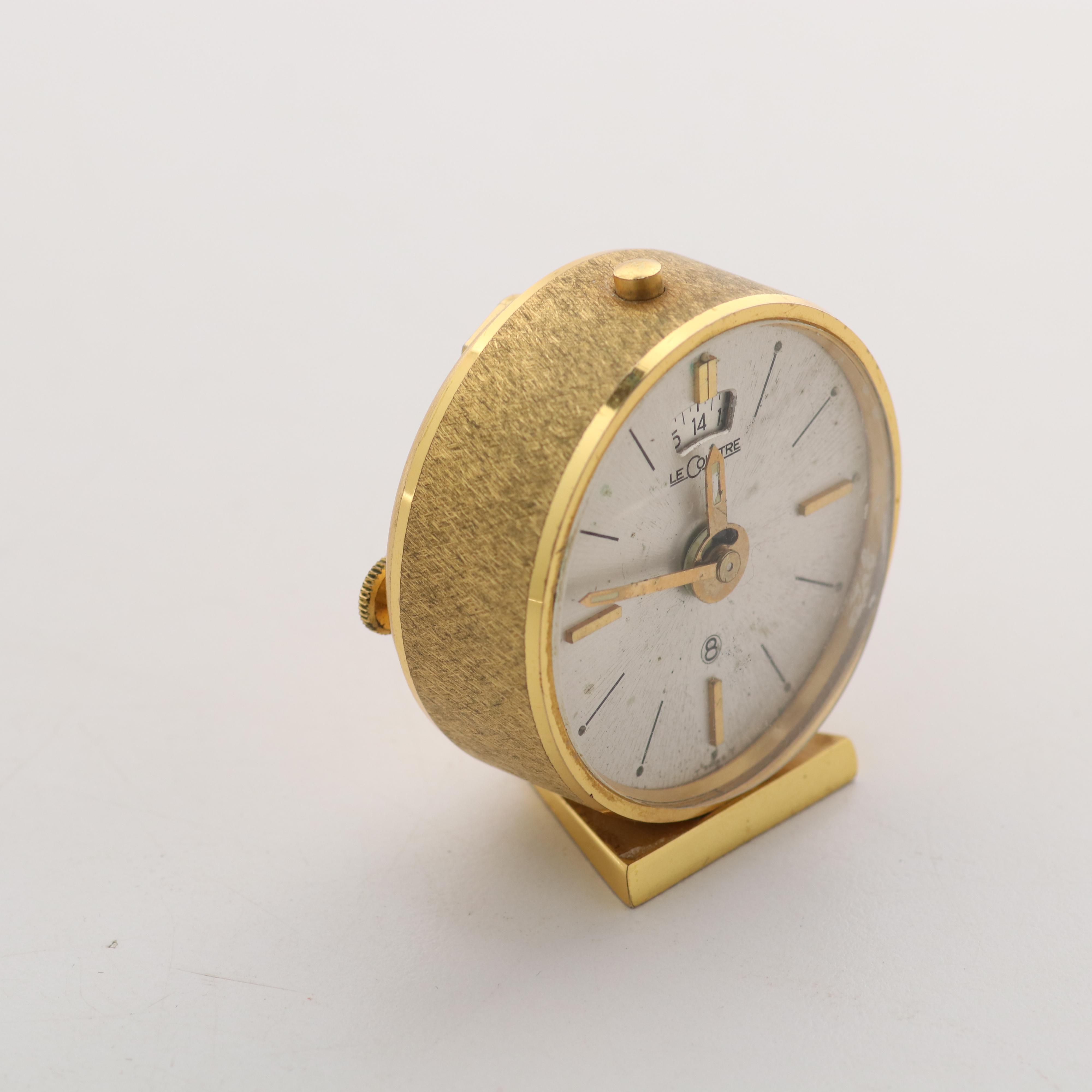 LeCoultre Swiss Brass Eight Day Travel Alarm Clock