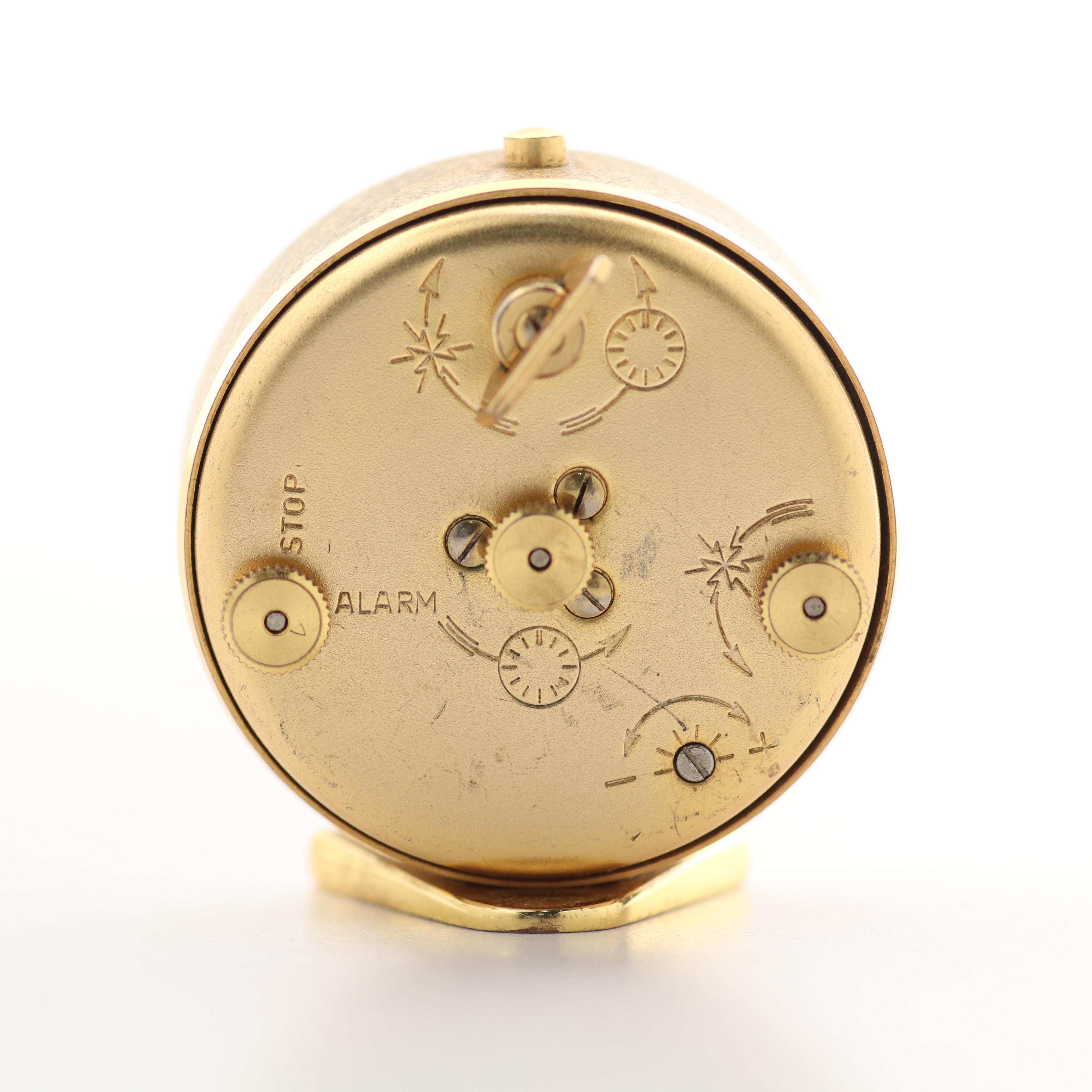 LeCoultre Swiss Brass Eight Day Travel Alarm Clock