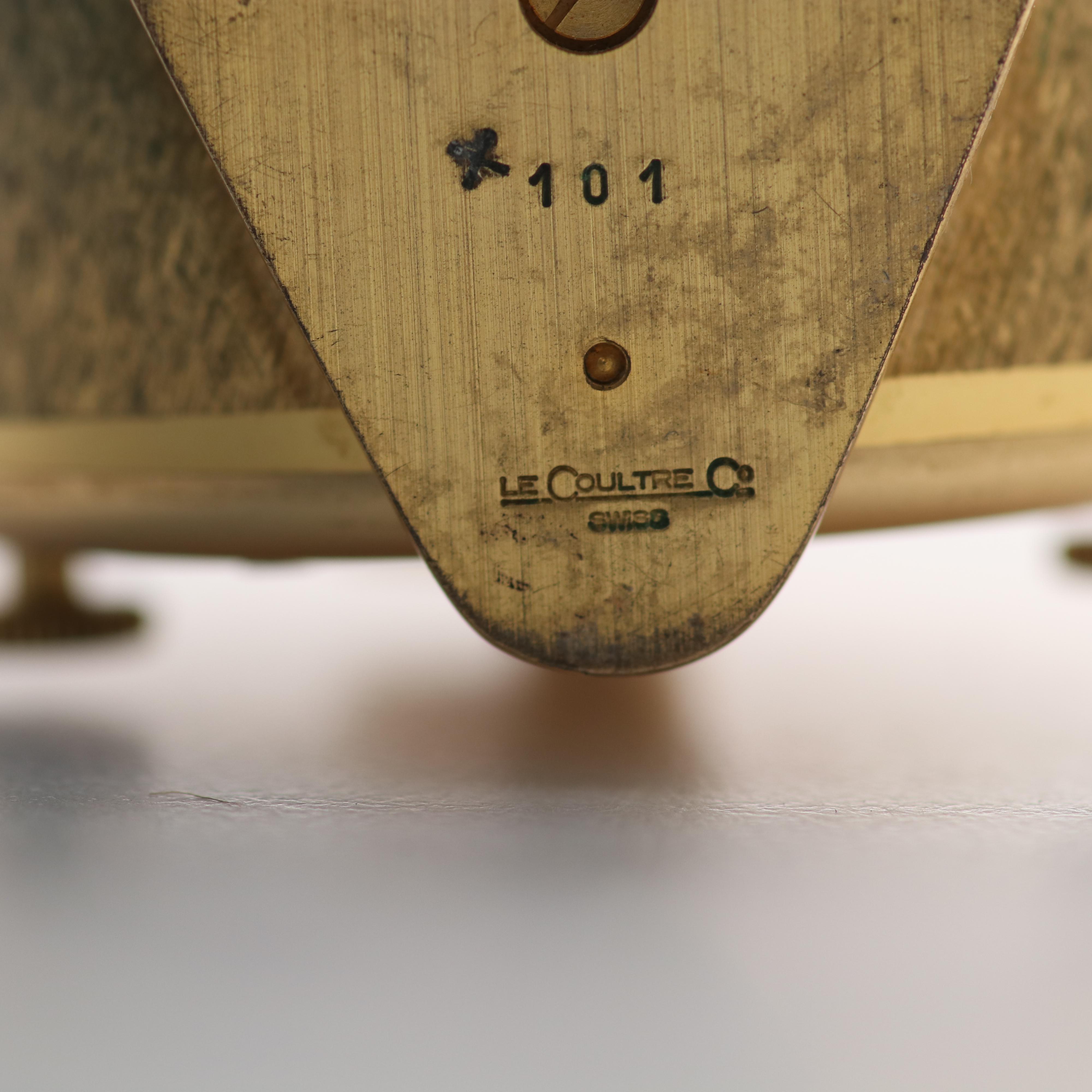 LeCoultre Swiss Brass Eight Day Travel Alarm Clock