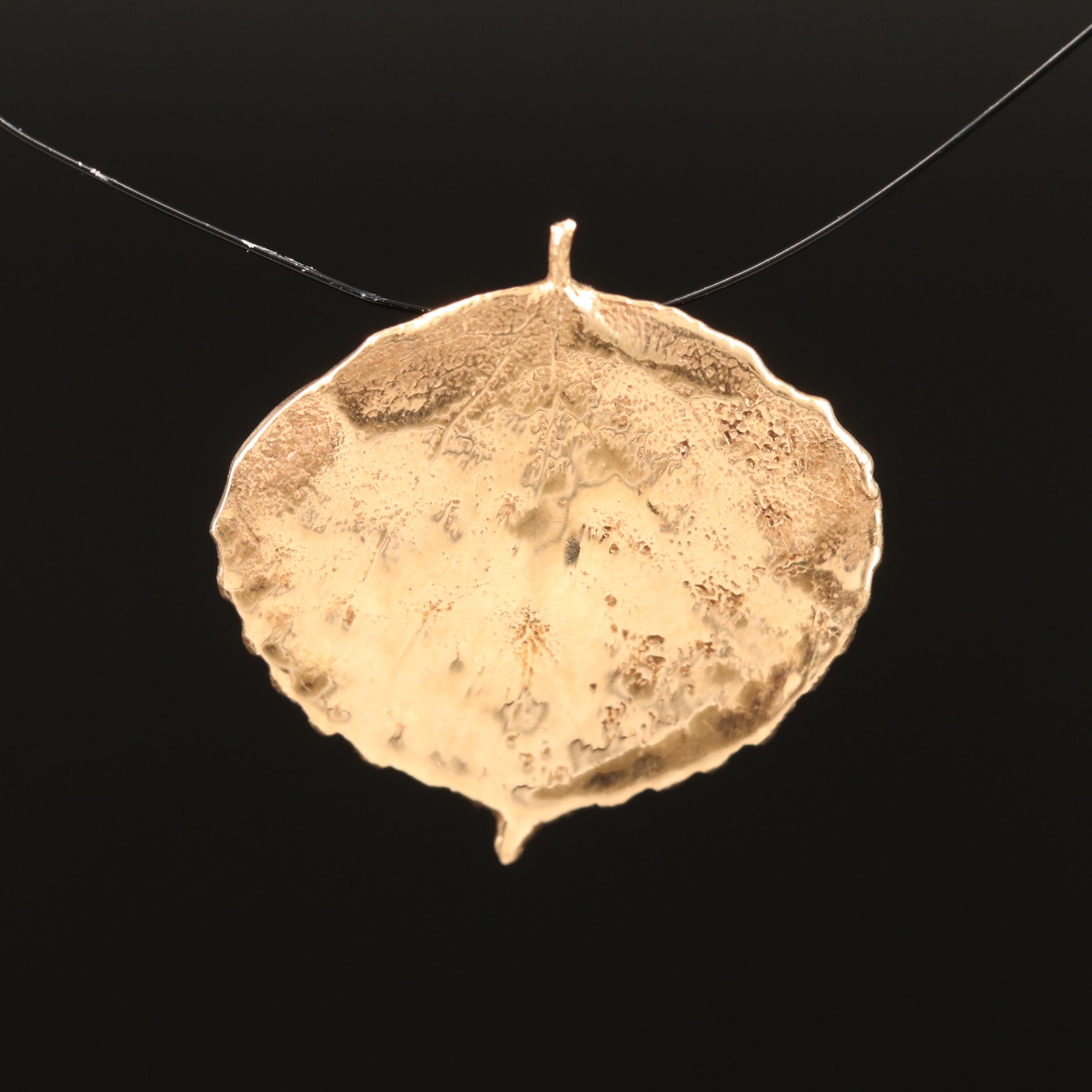 14K Aspen Leaf Pendant