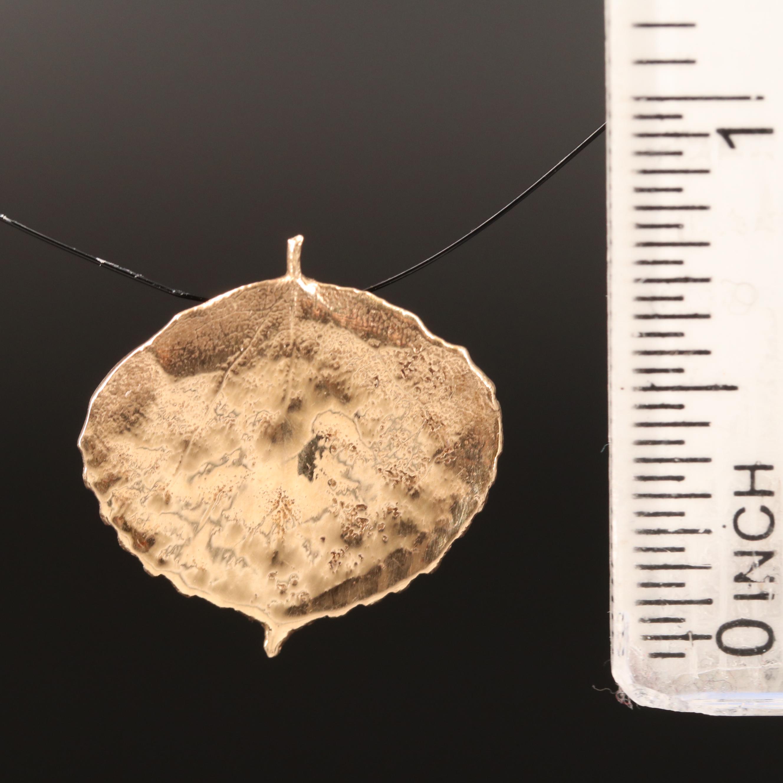 14K Aspen Leaf Pendant