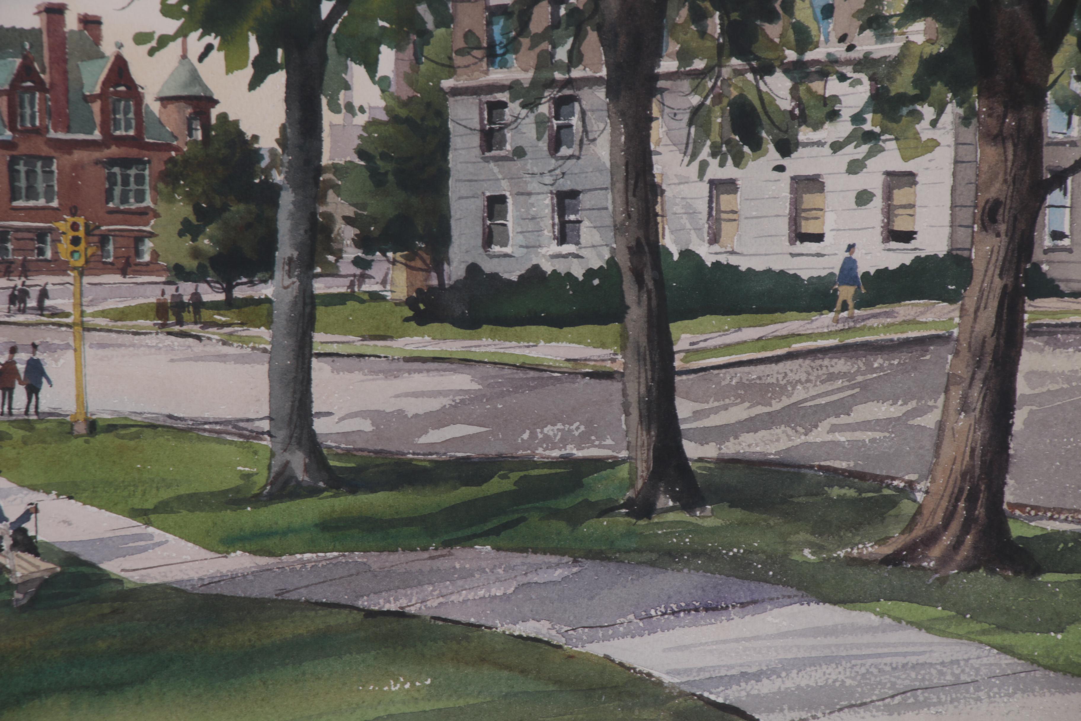 Austin Fraser Watercolor Landscape Painting of Juneau Park, Mid-20th Century