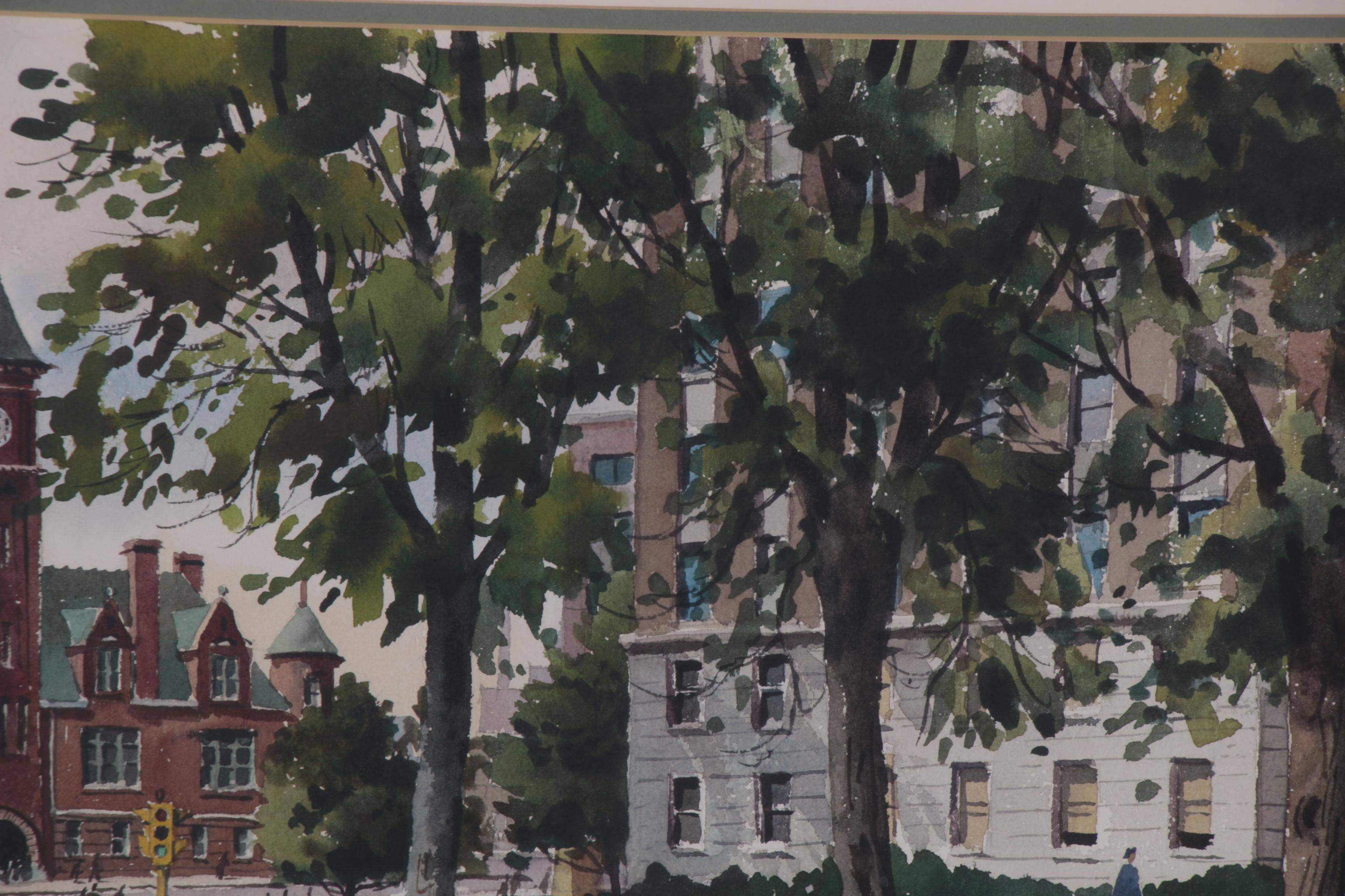 Austin Fraser Watercolor Landscape Painting of Juneau Park, Mid-20th Century