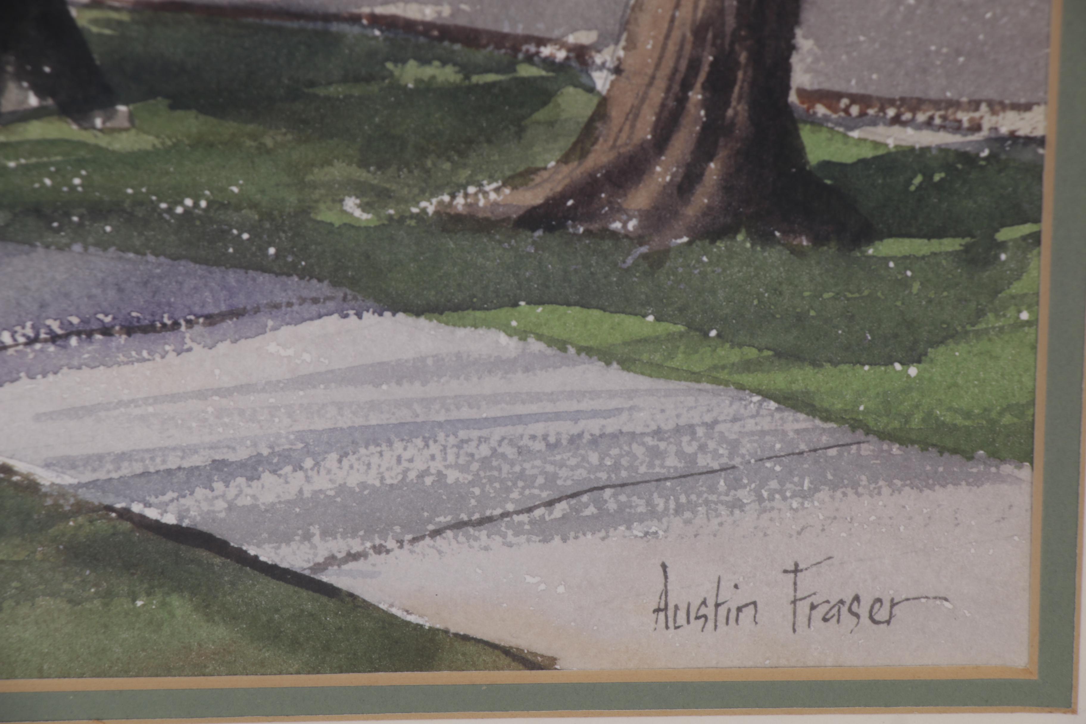 Austin Fraser Watercolor Landscape Painting of Juneau Park, Mid-20th Century