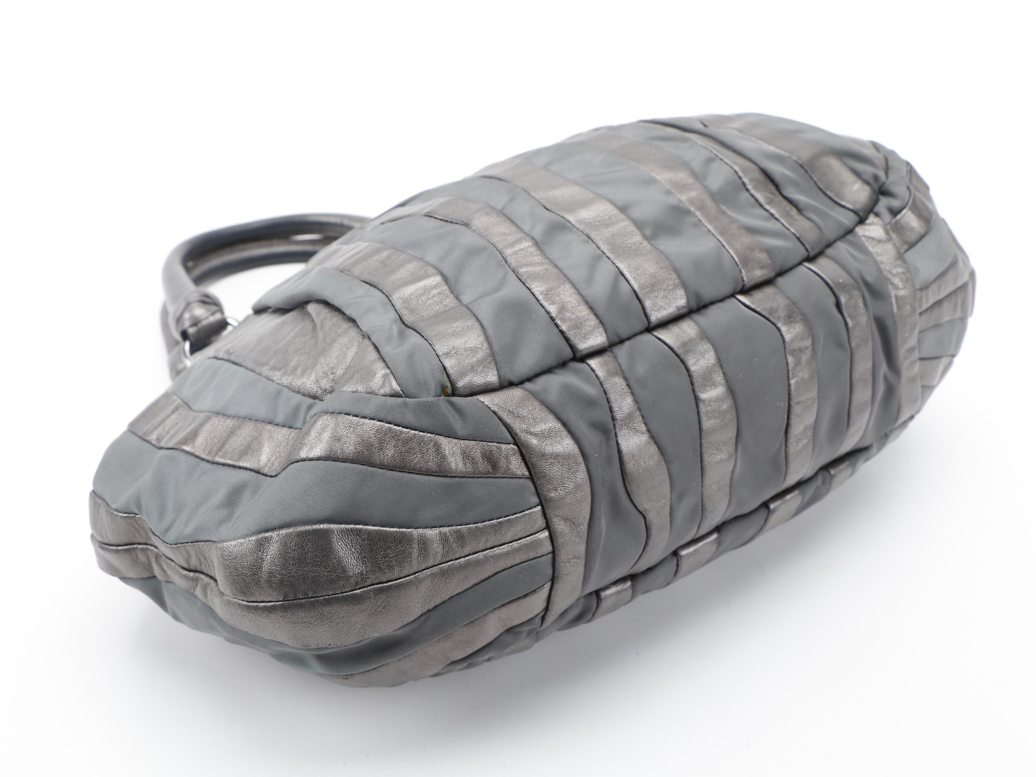 Prada Mordore Striped Hobo Bag in Nylon and Metallic Leather