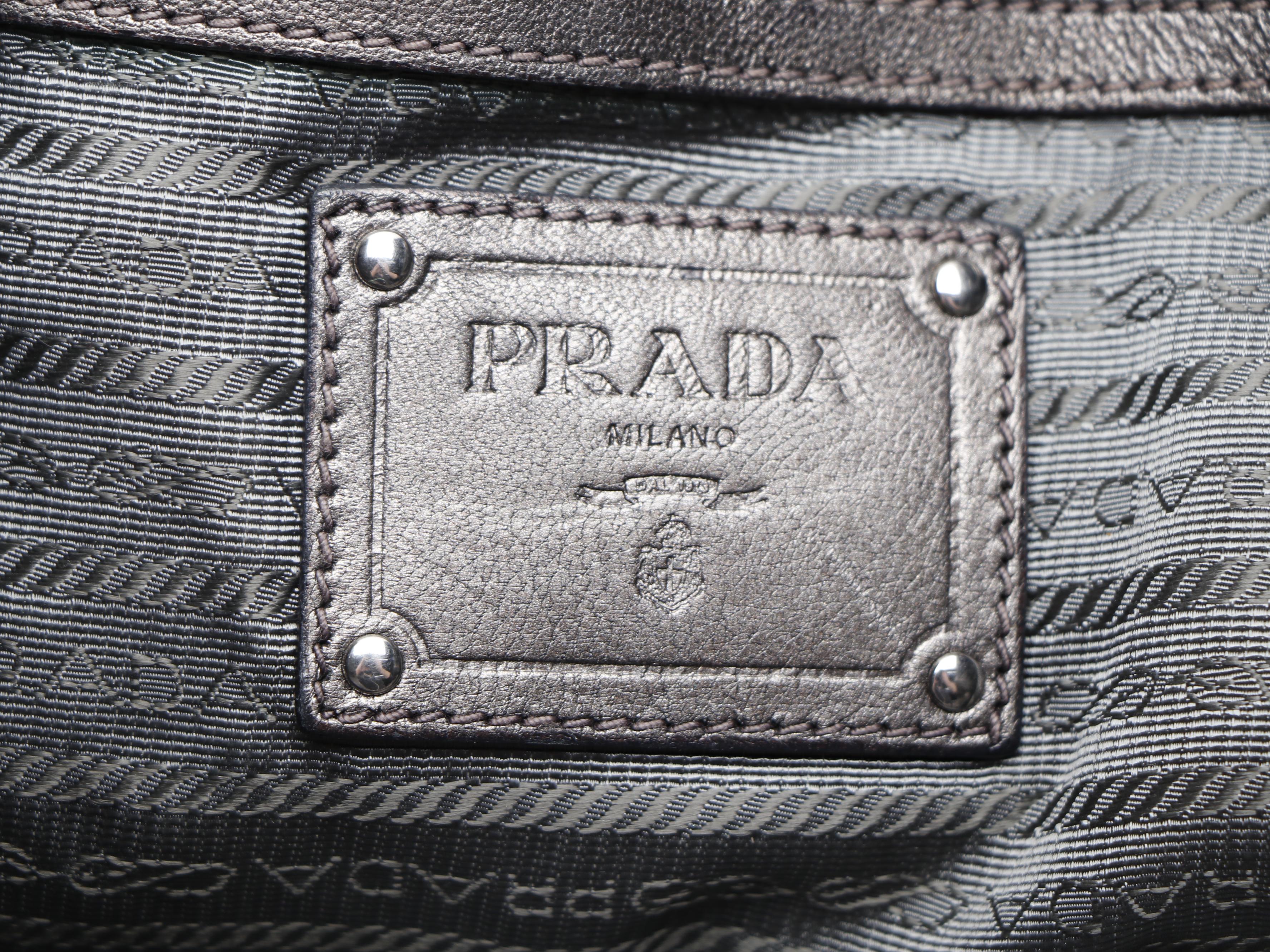 Prada Mordore Striped Hobo Bag in Nylon and Metallic Leather
