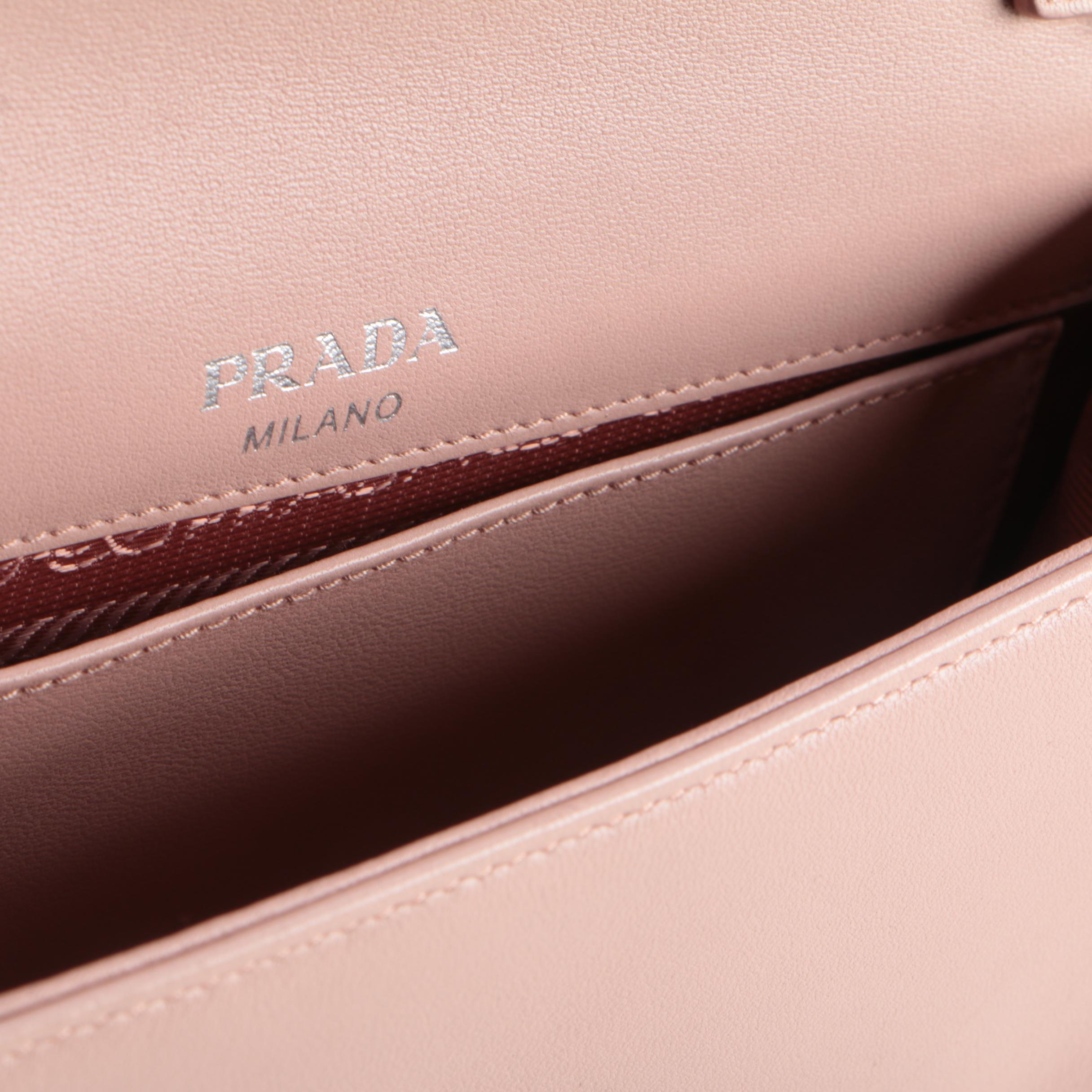 Prada Gaufre Ruched Leather Front Flap Crossbody in Pink