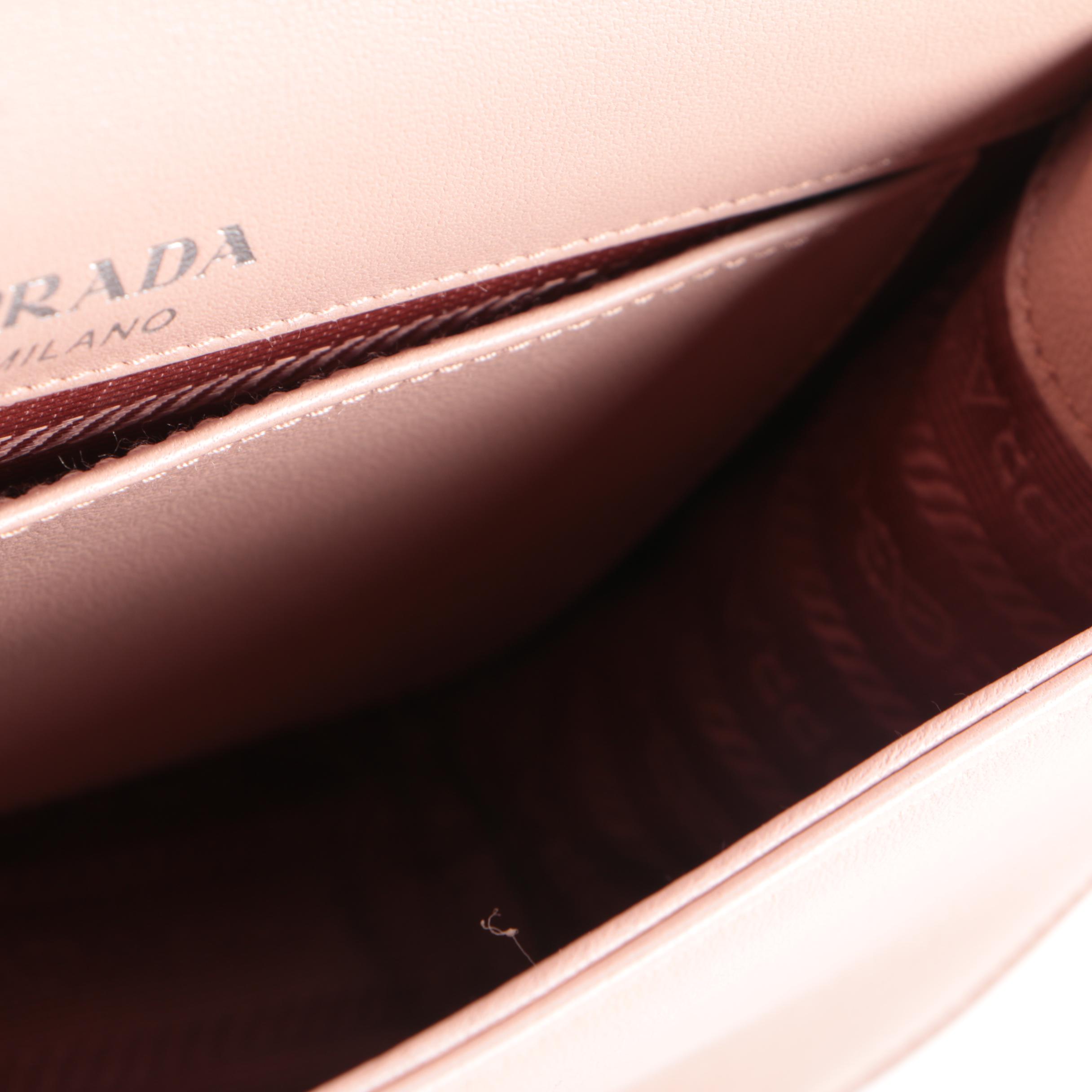 Prada Gaufre Ruched Leather Front Flap Crossbody in Pink