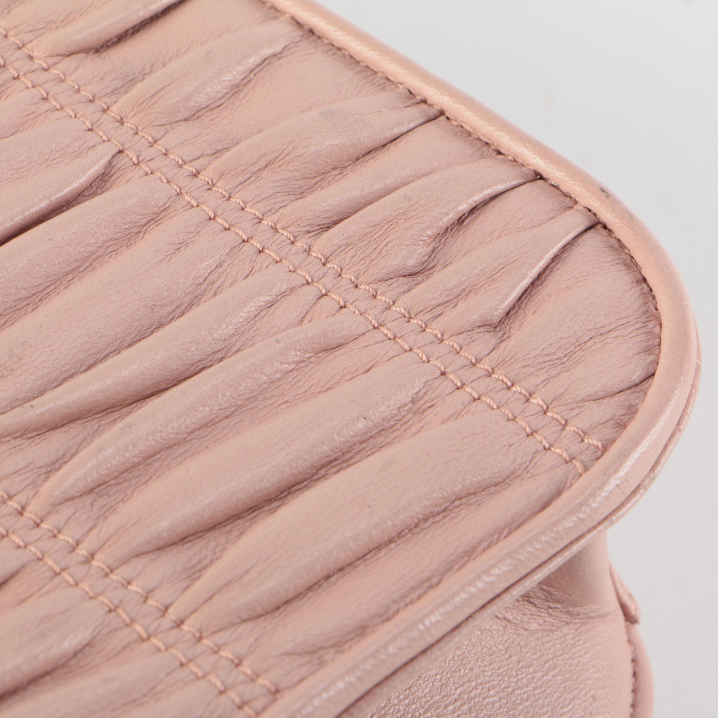 Prada Gaufre Ruched Leather Front Flap Crossbody in Pink